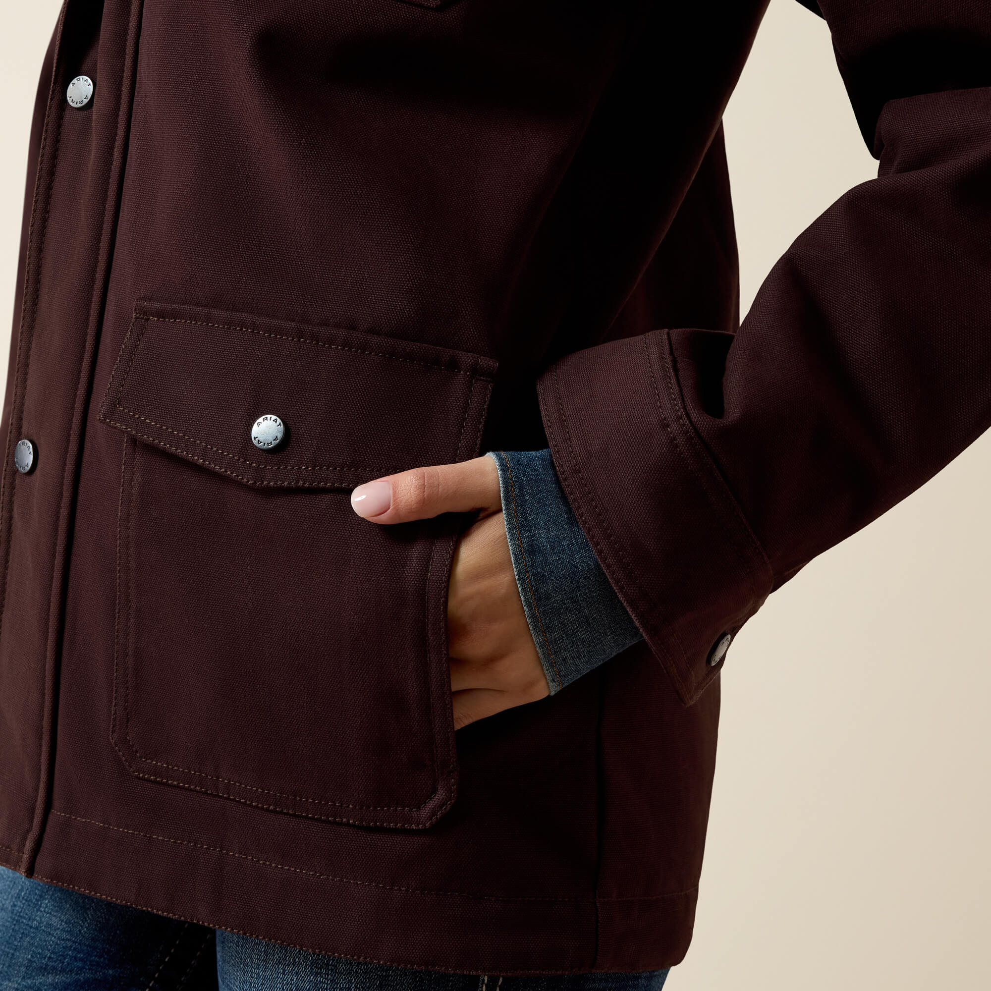 Western Canvas Chore Jacket 02 - CHOCOLATE PLUM