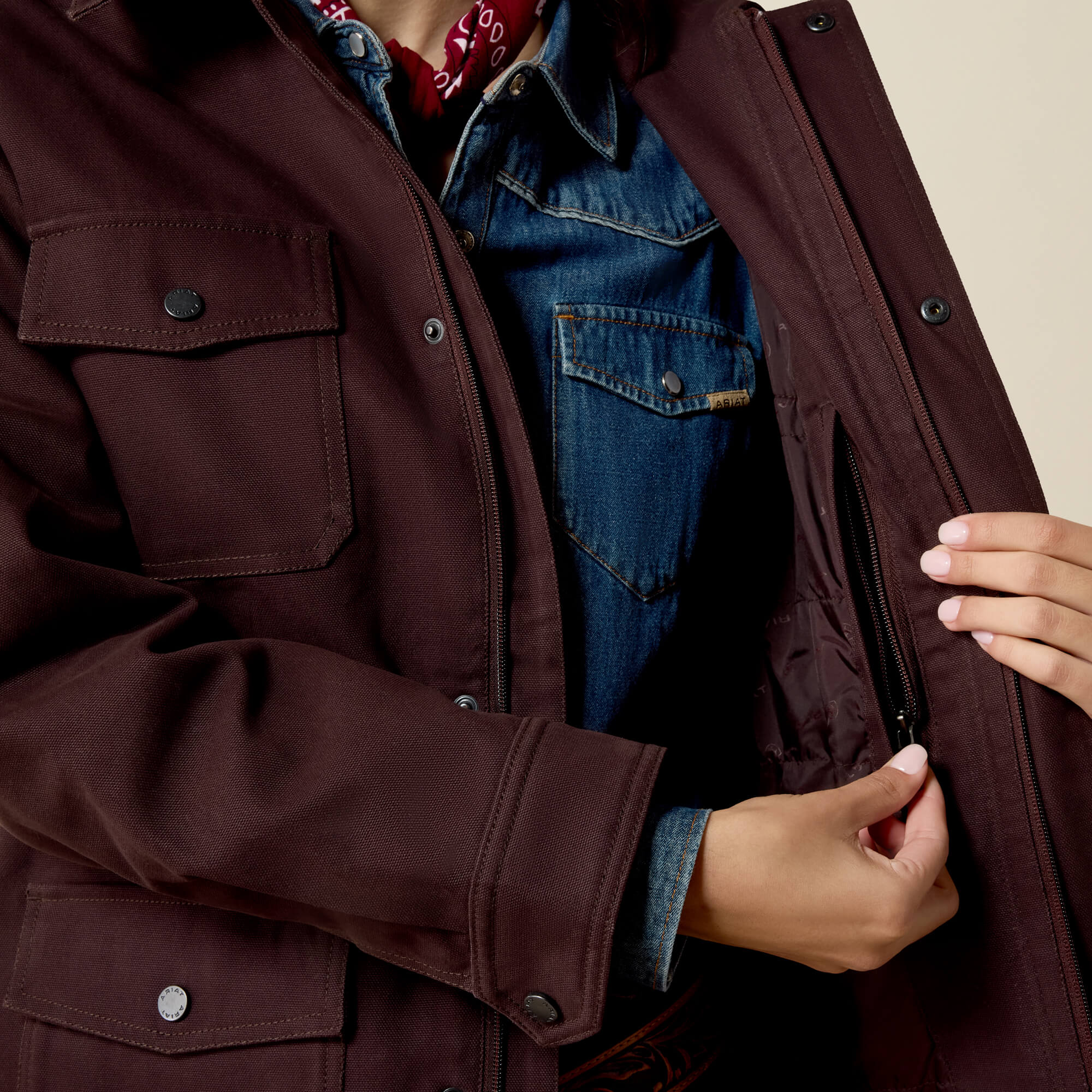 Western Canvas Chore Jacket 03 - CHOCOLATE PLUM