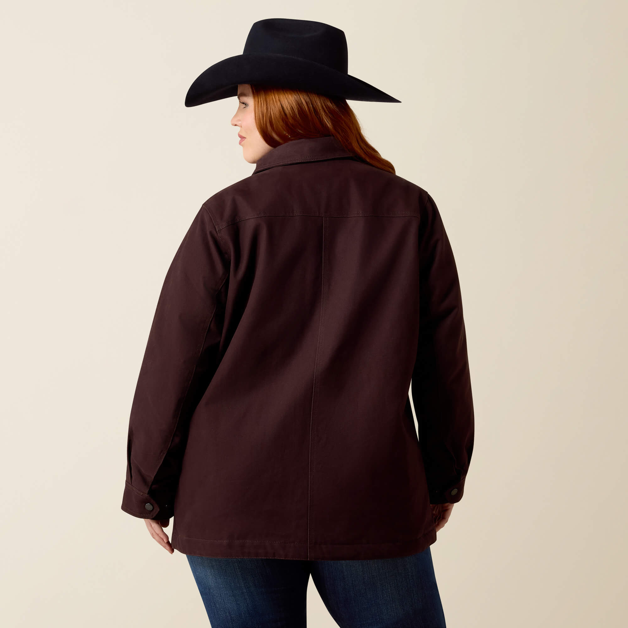 Western Canvas Chore Jacket Back Plus - CHOCOLATE PLUM