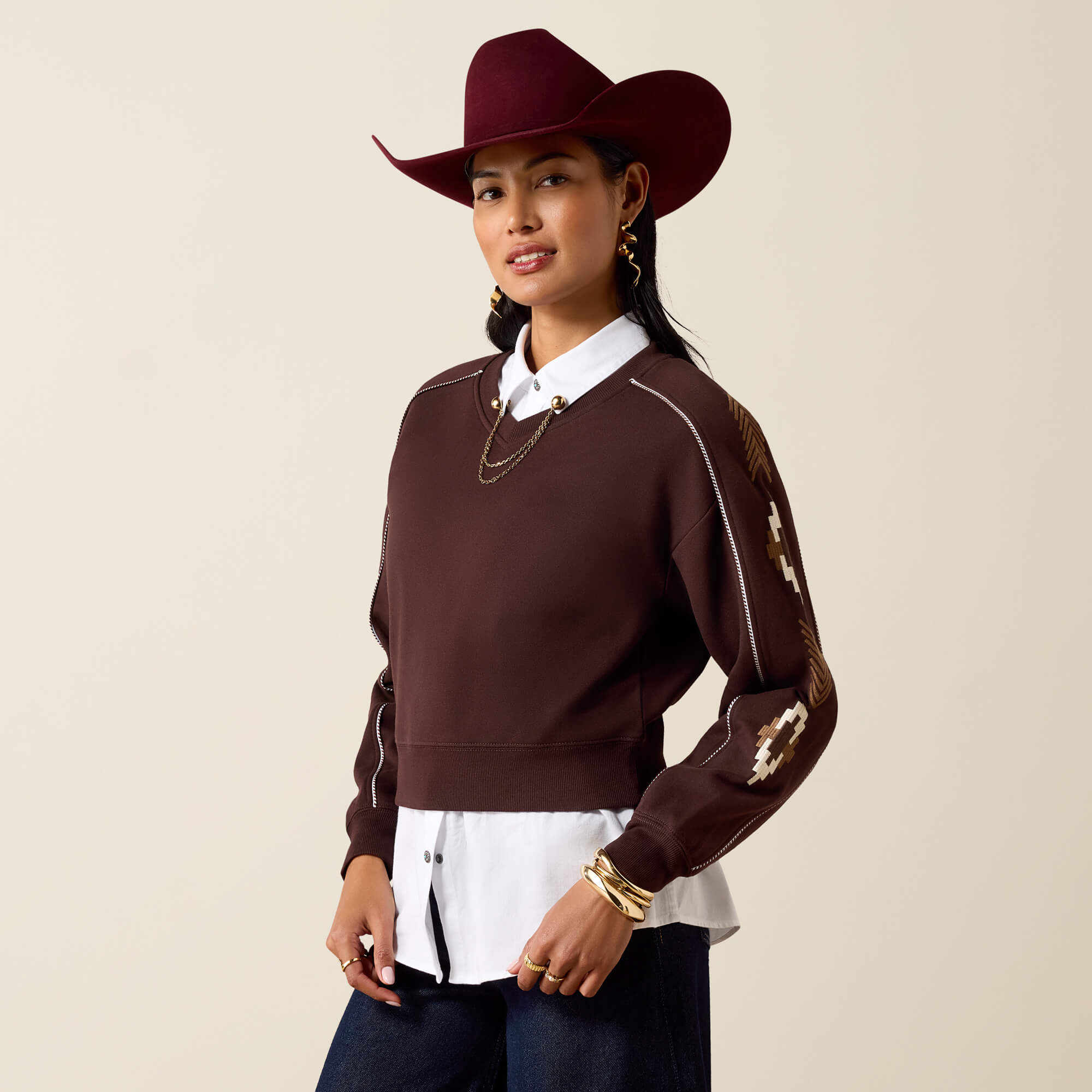 Dakota Sweatshirt Front - CHOCOLATE PLUM