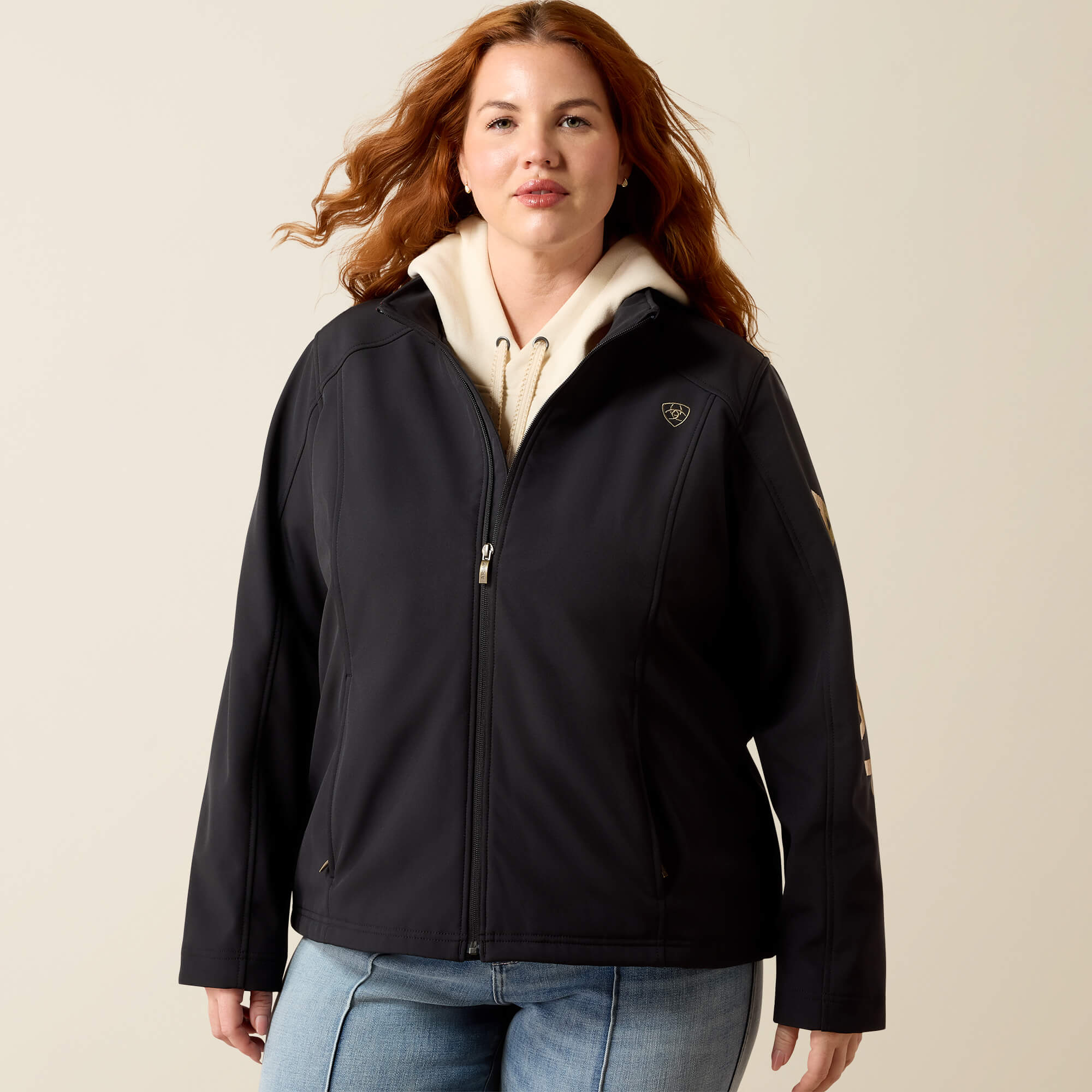 Ariat Logo Softshell Jacket Front Plus - BLACK|STONEWALL