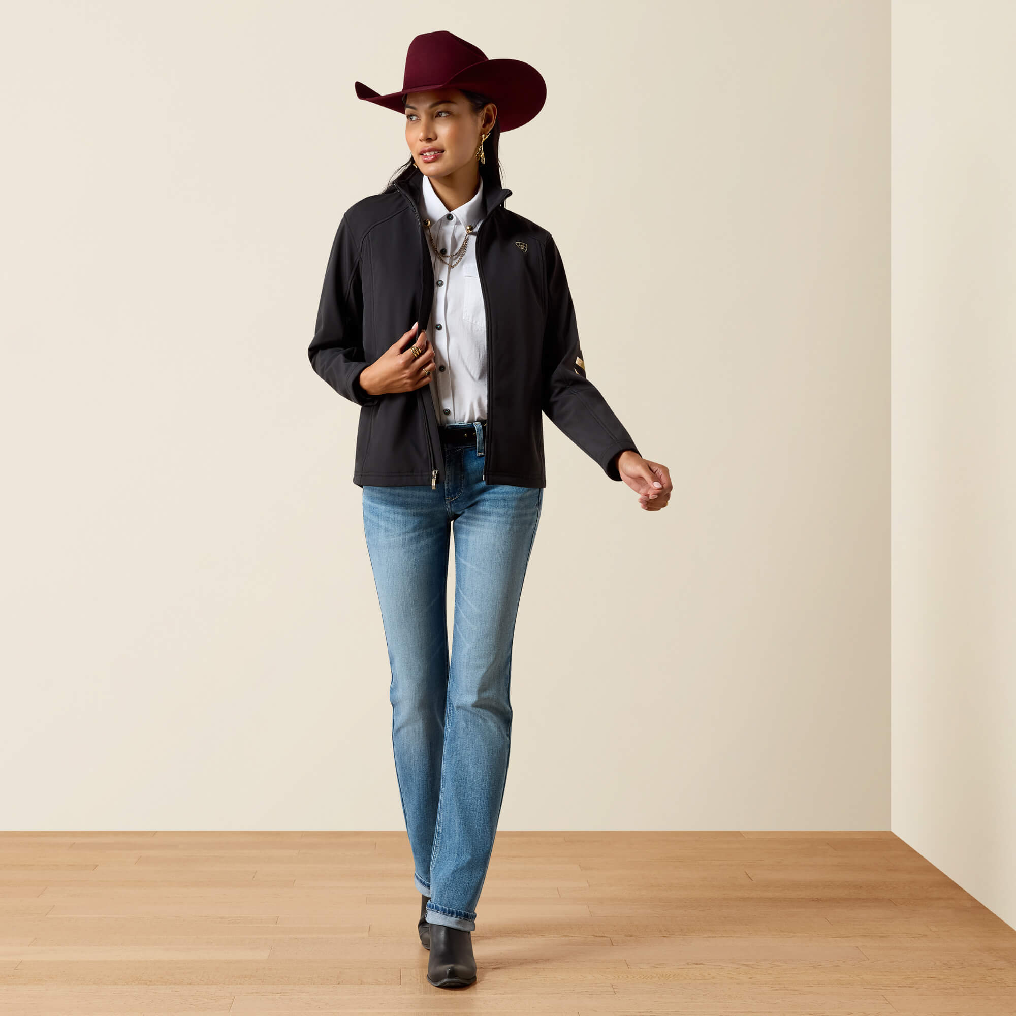 Ariat Logo Softshell Jacket Full - BLACK|STONEWALL