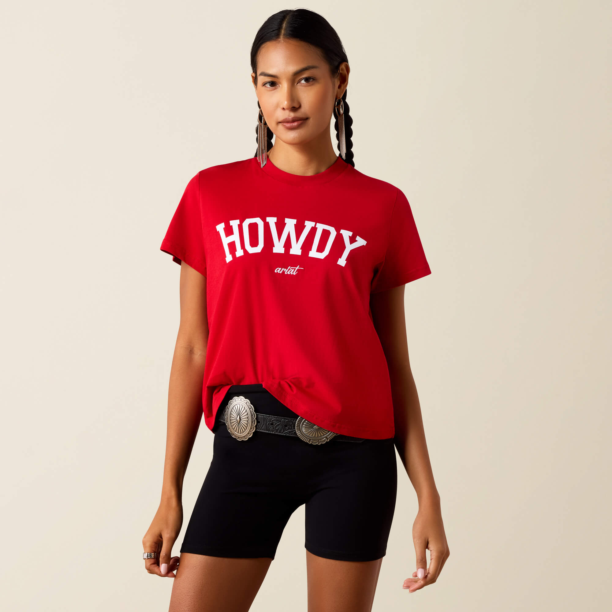 Collegiate Howdy T-Shirt Front - CRIMSON|WHITE