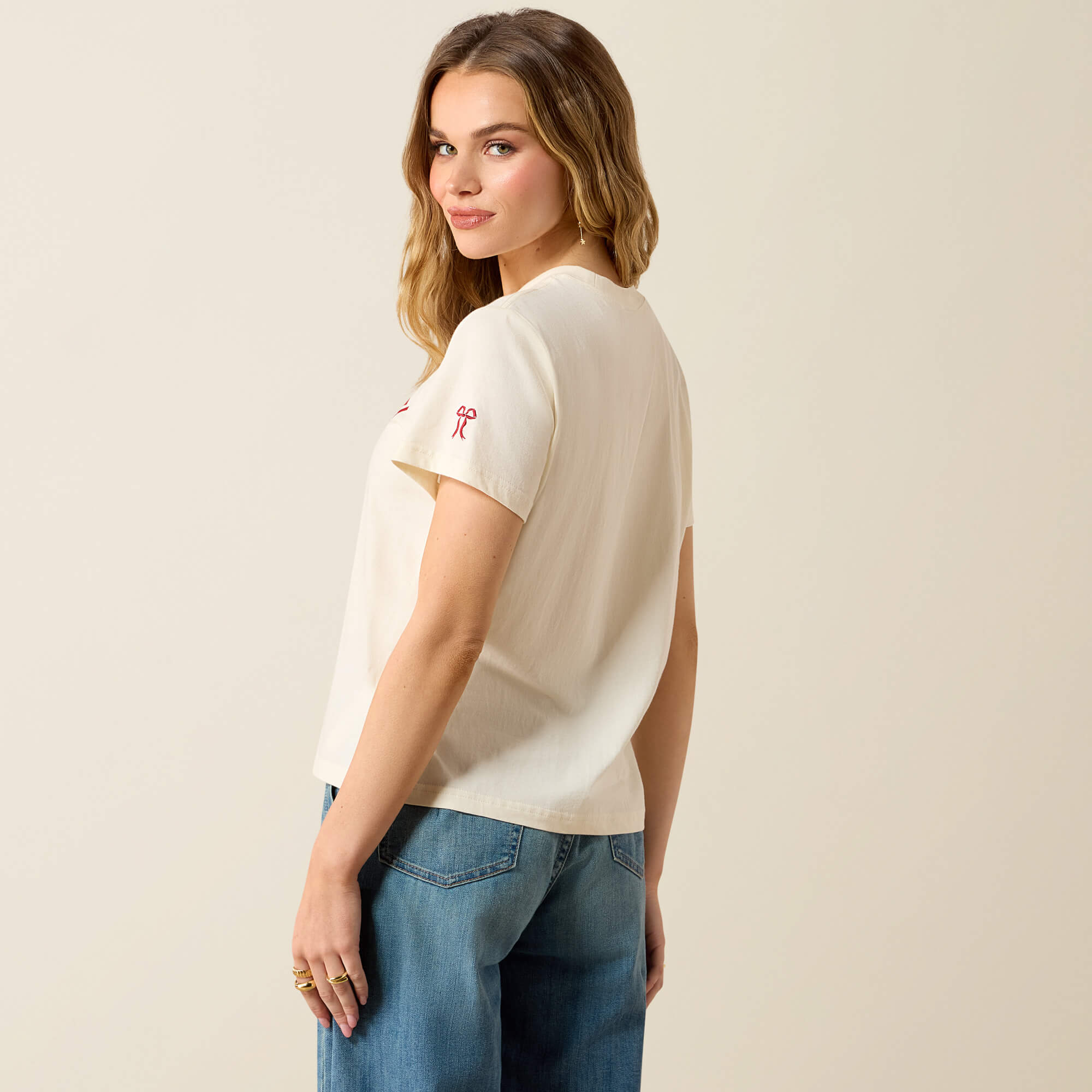 Collegiate Darlin T-Shirt Back - CREAM|CRIMSON