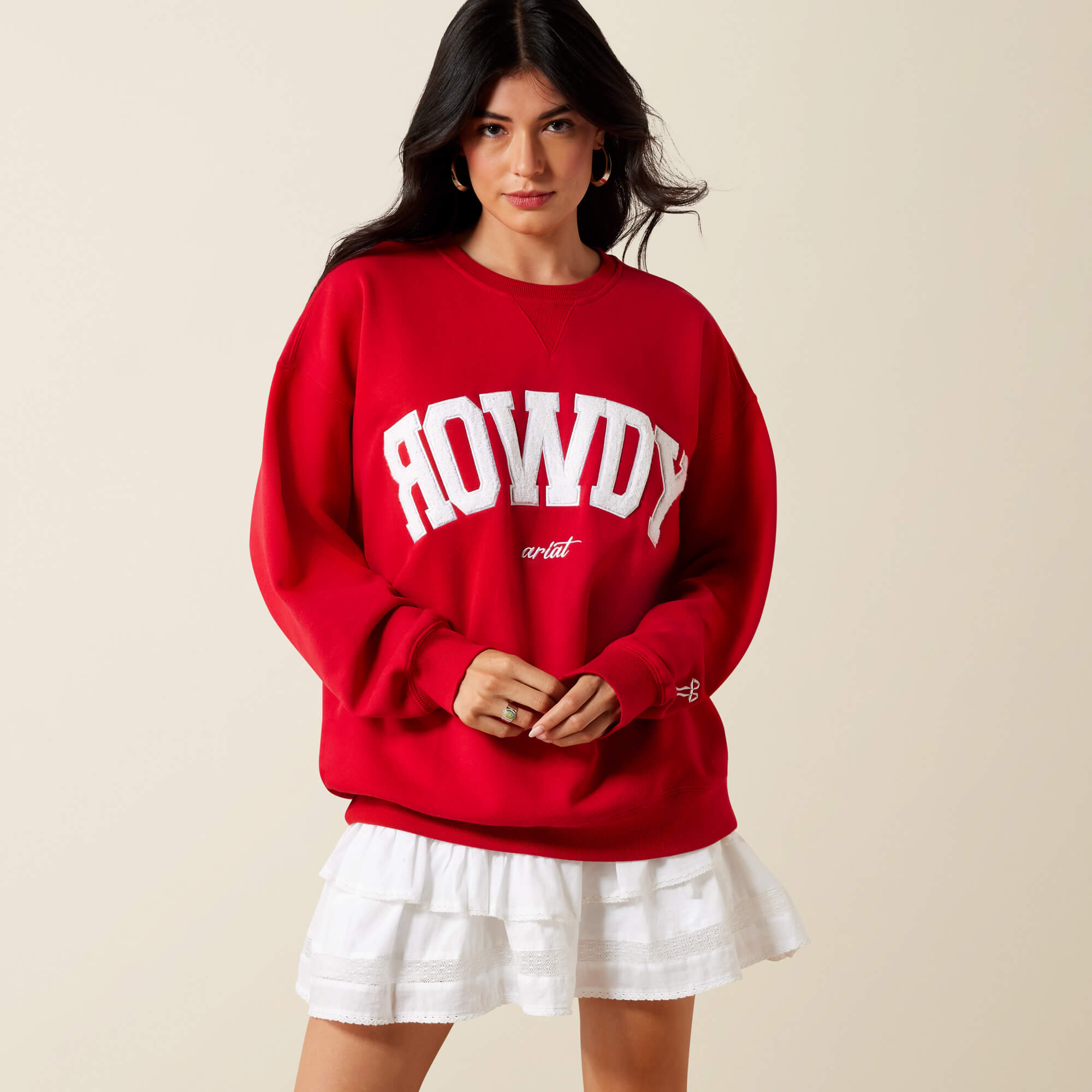 Collegiate Oversize Sweatshirt Front - CRIMSON|WHITE