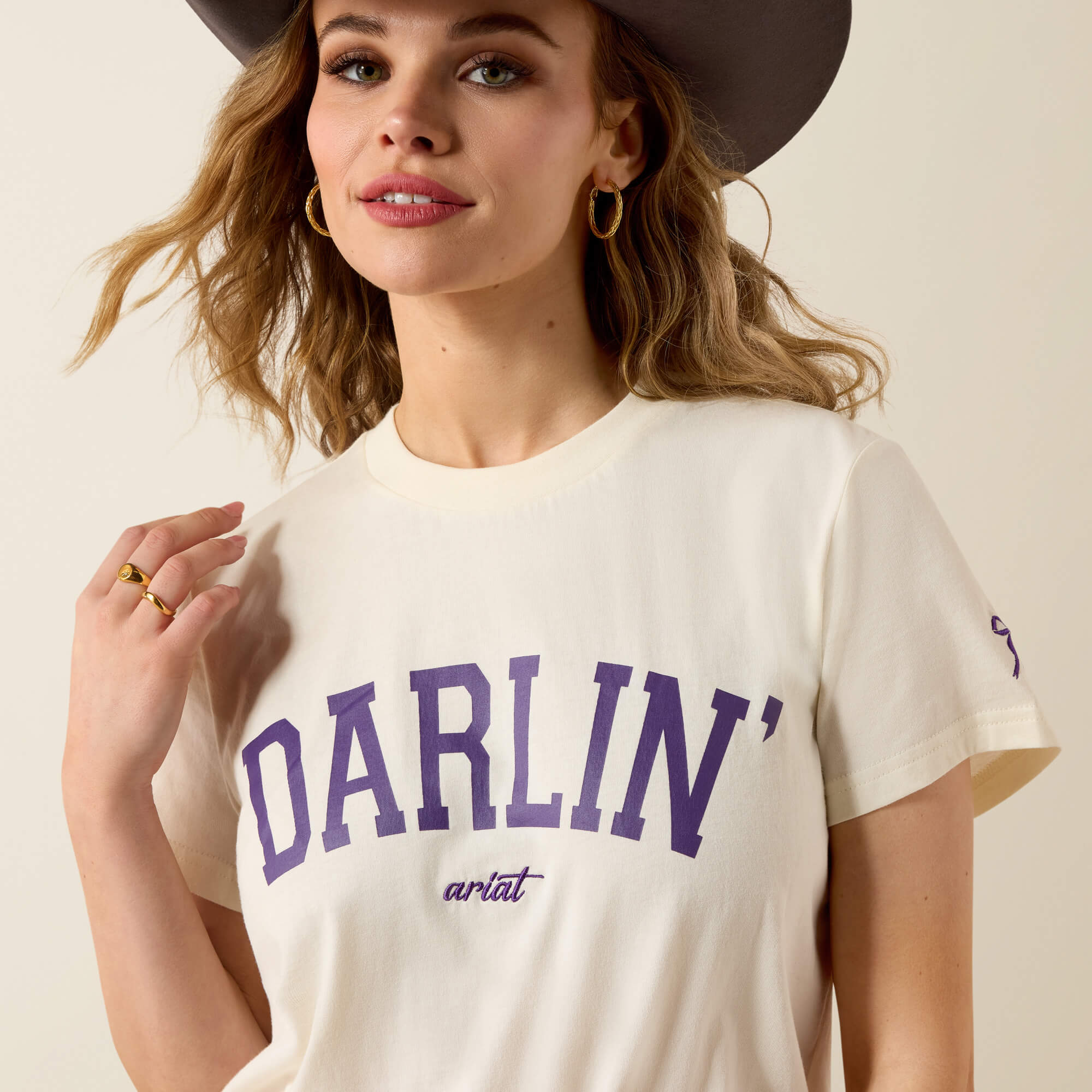 Collegiate Darlin T-Shirt 01 - CREAM|PURPLE