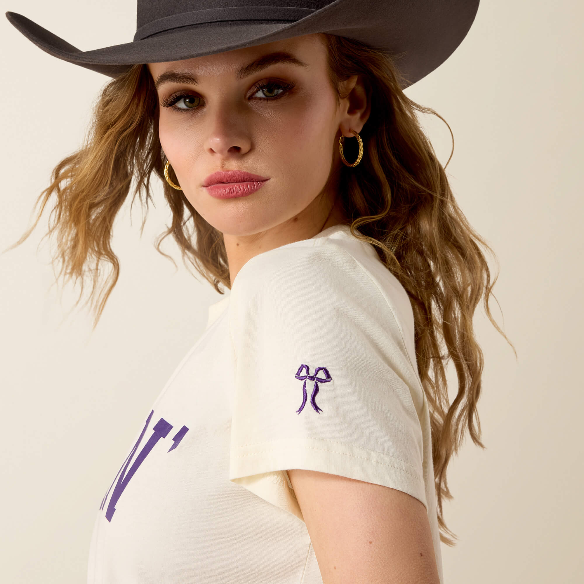 Collegiate Darlin T-Shirt 02 - CREAM|PURPLE