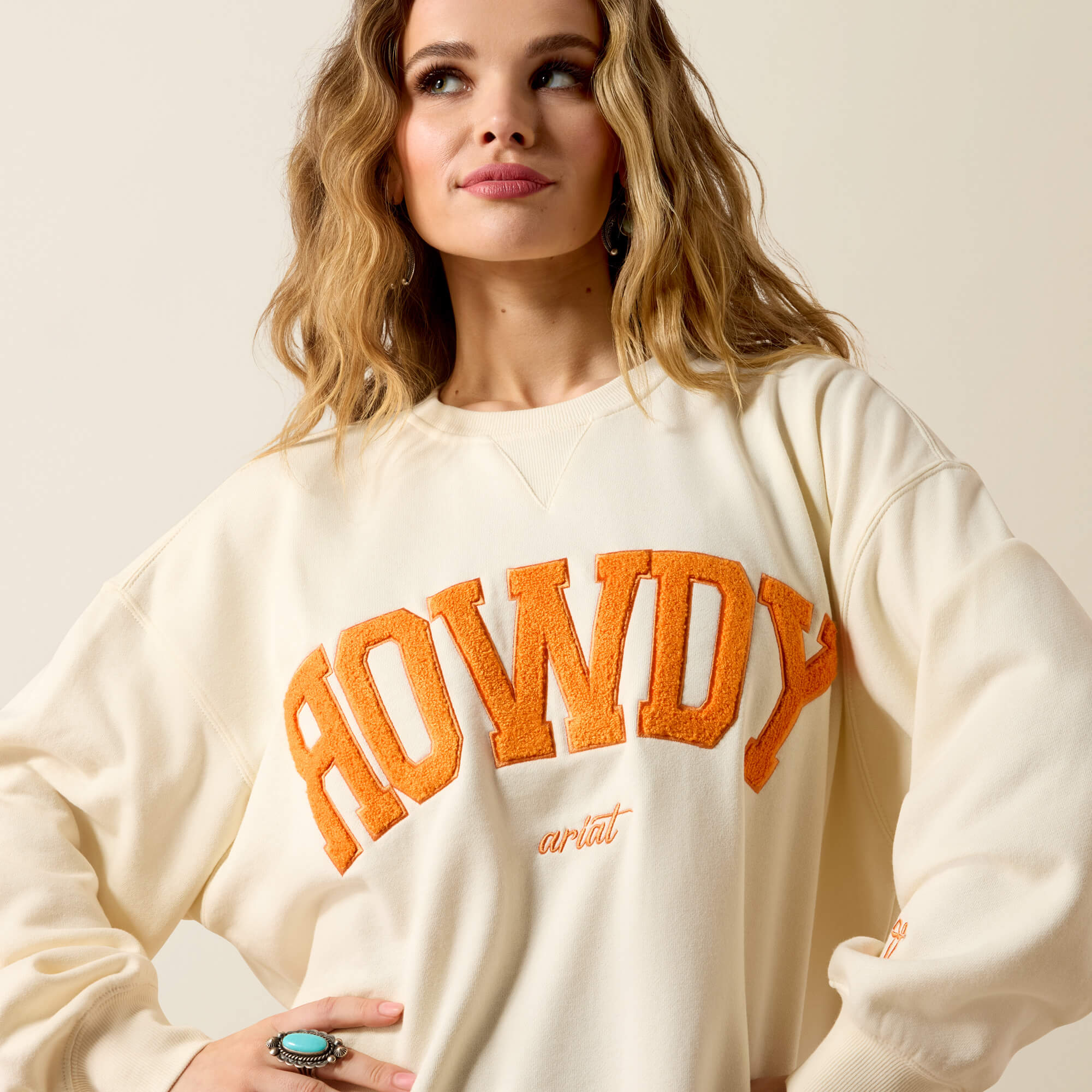 Collegiate Oversize Sweatshirt 01 - CREAM|ORANGE