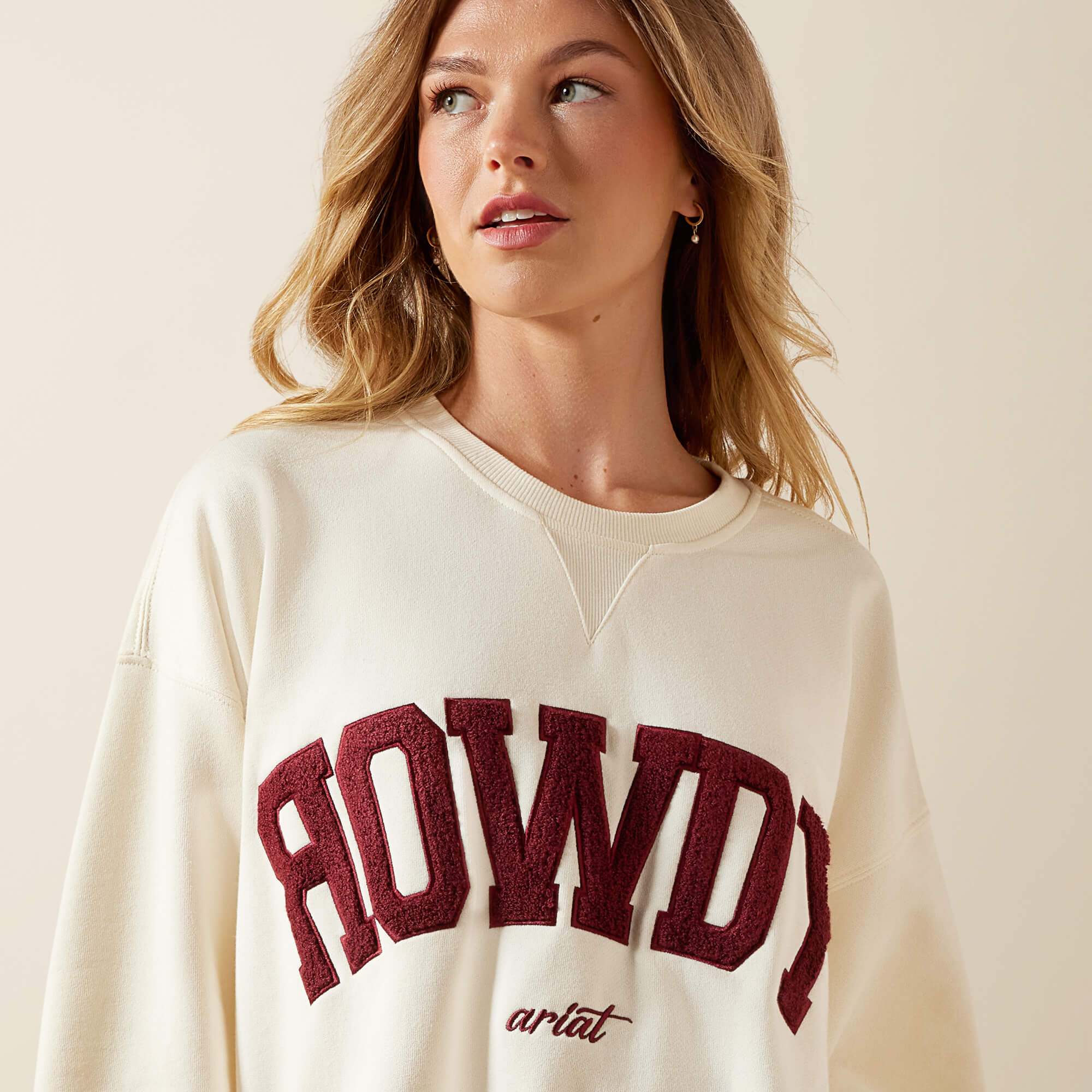 Collegiate Oversize Sweatshirt 03 - CREAM|MAROON
