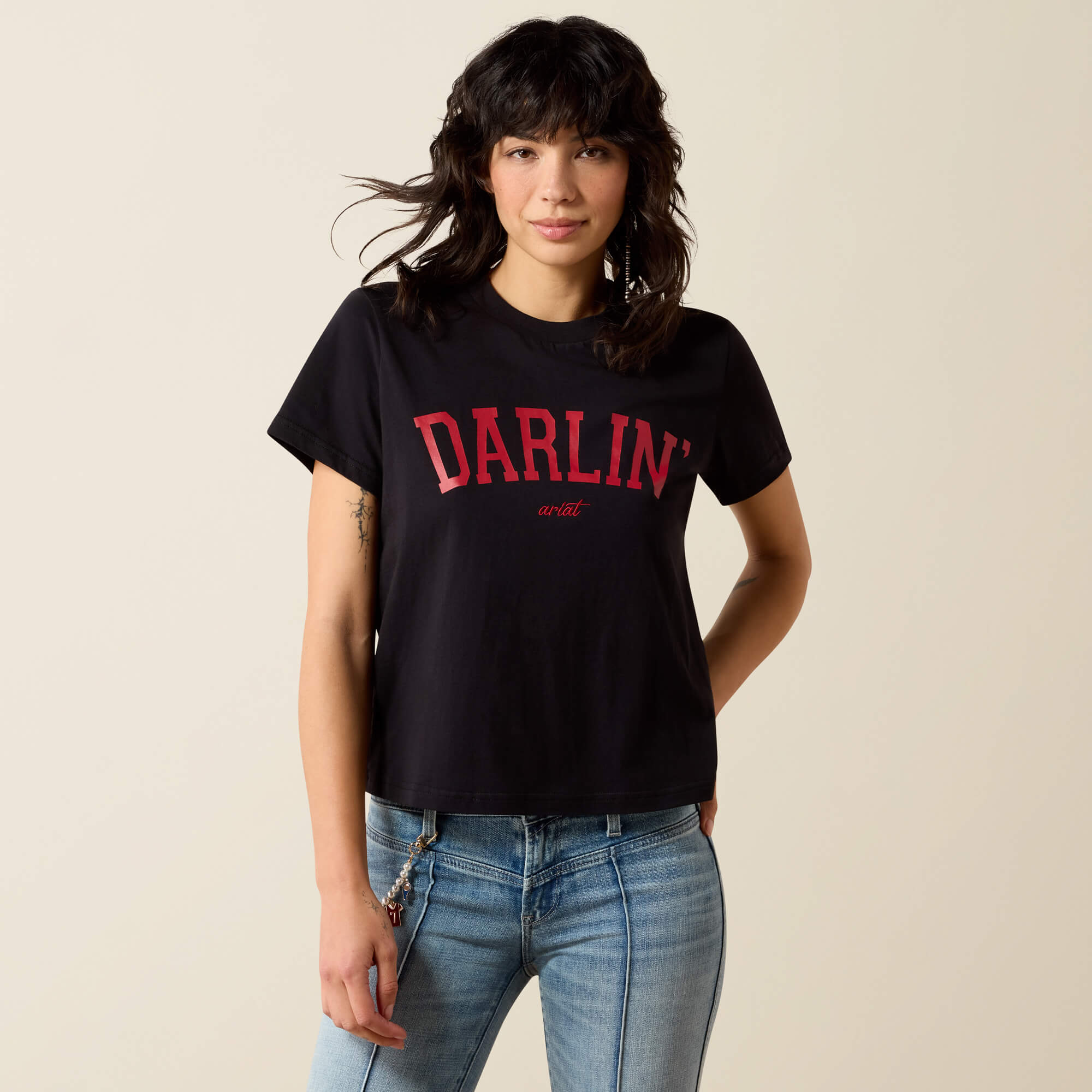 Collegiate Darlin T-Shirt Front - BLACK|GARNET