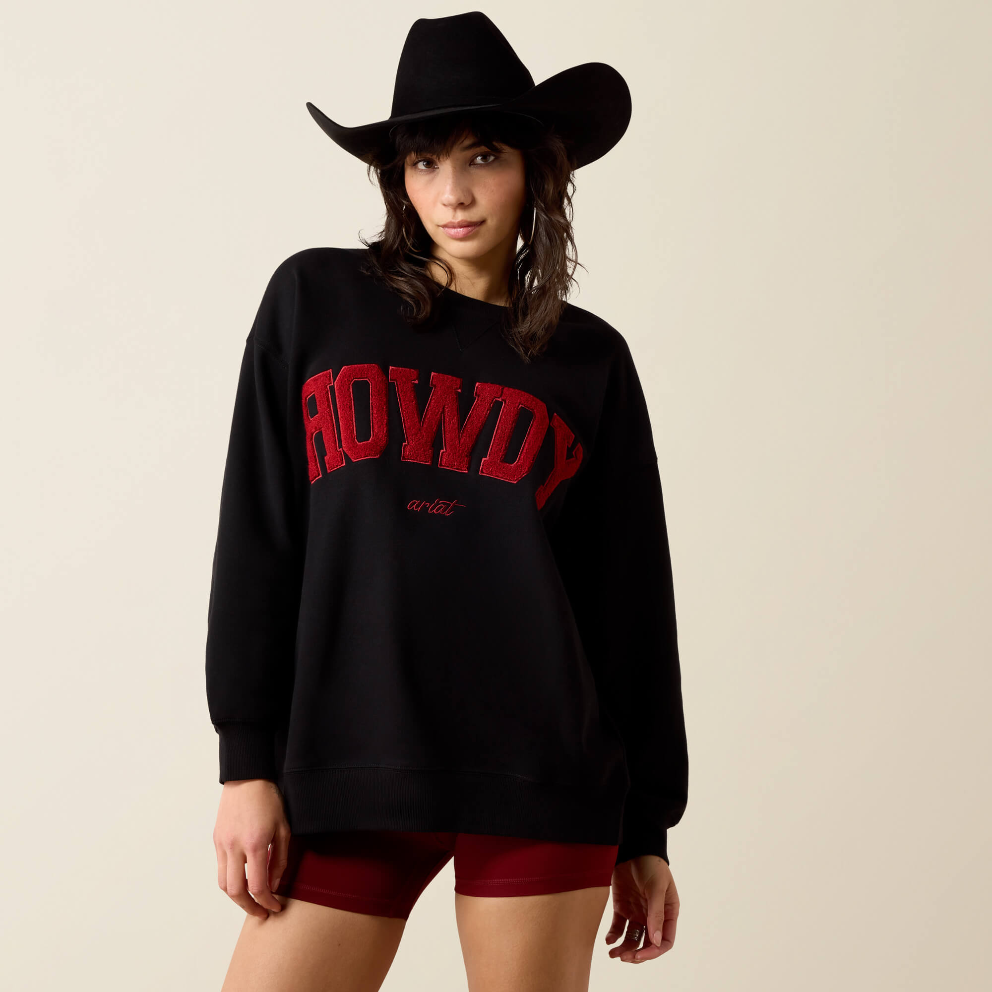 Collegiate Oversize Sweatshirt Front - BLACK|GARNET