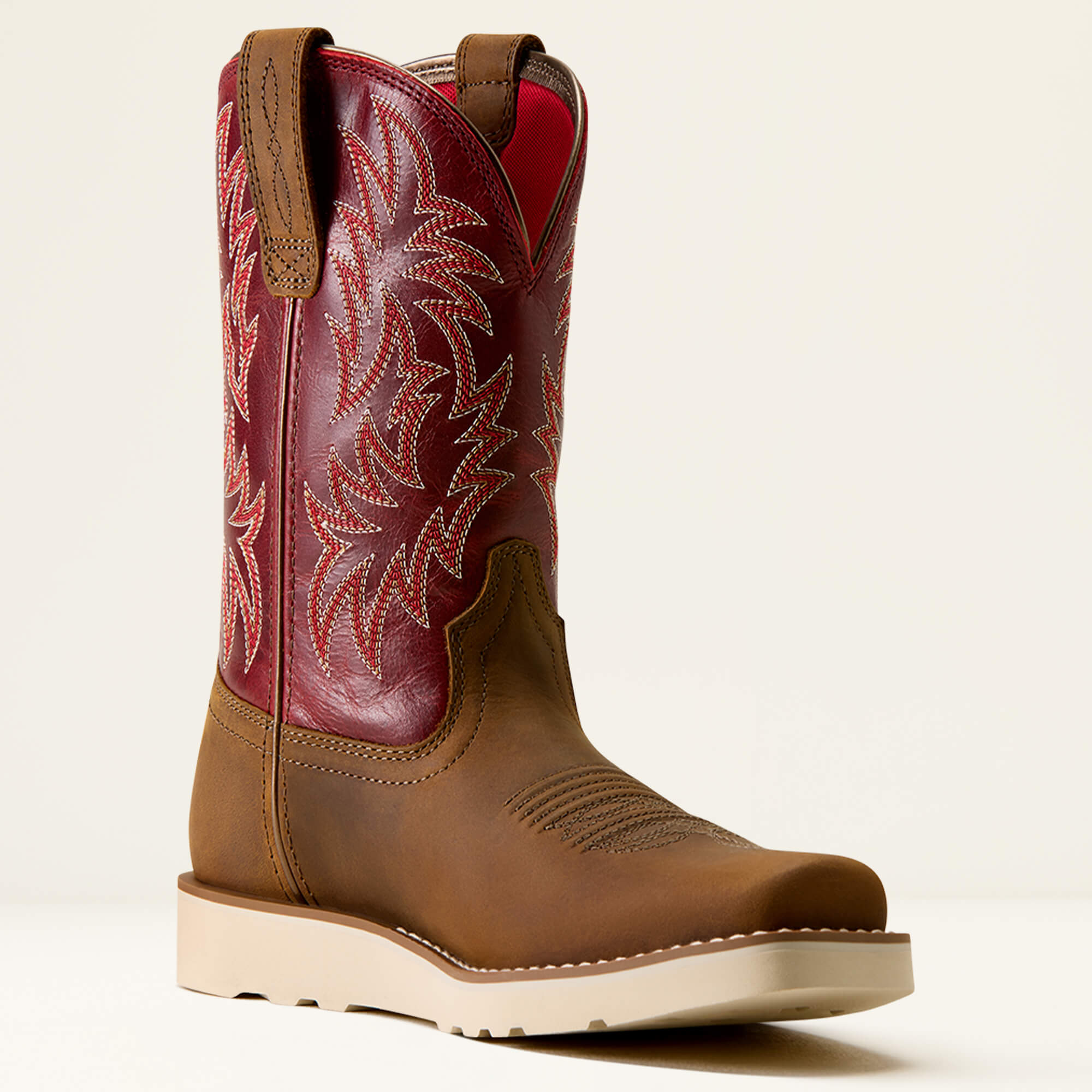 Southlite Narrow Cutter Toe Western Boot Medial - DISTRESSED BROWN|CHERRY RED