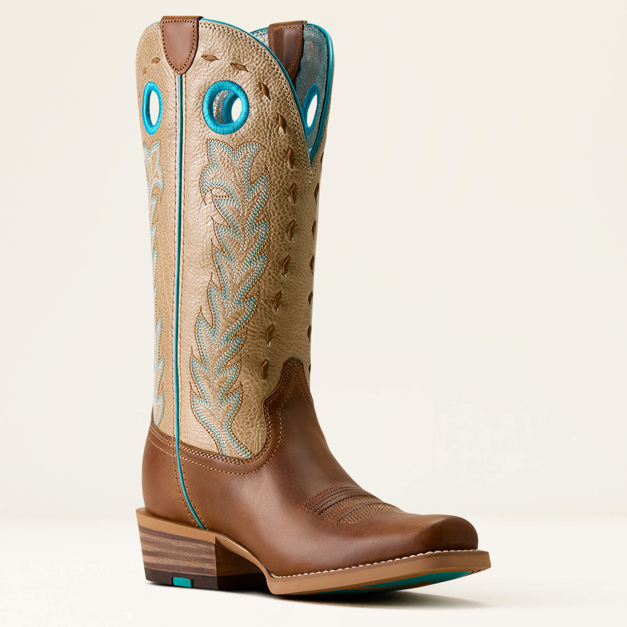 Lucera Narrow Cutter Toe Western Boot Medial - WHEAT BROWN|SOFT PARCHMENT
