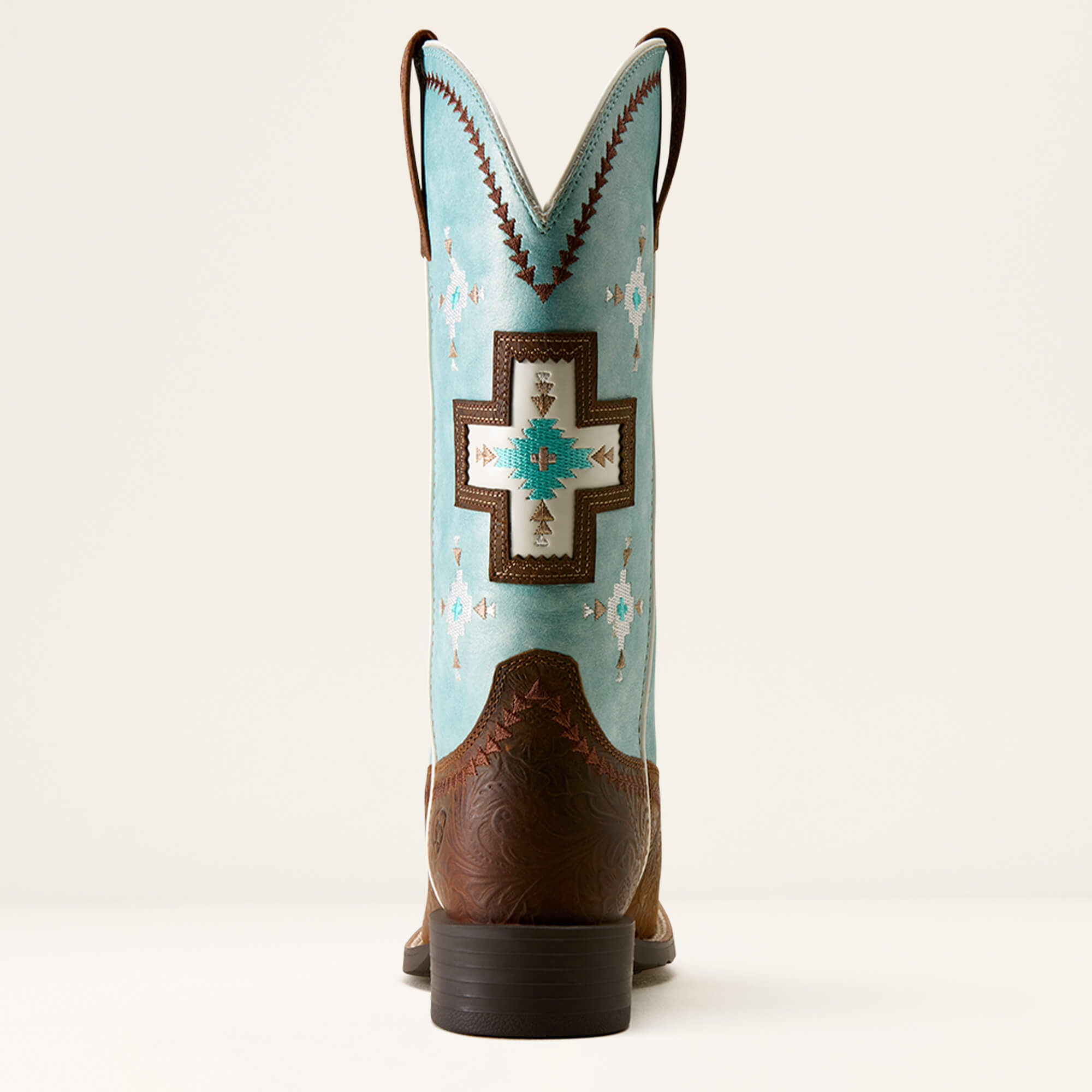Round Up Cantina Wide Square Toe Western Boot Heel - CHESTNUT SOUTHWEST EMBOSS|PAINTED WATERCOLOR