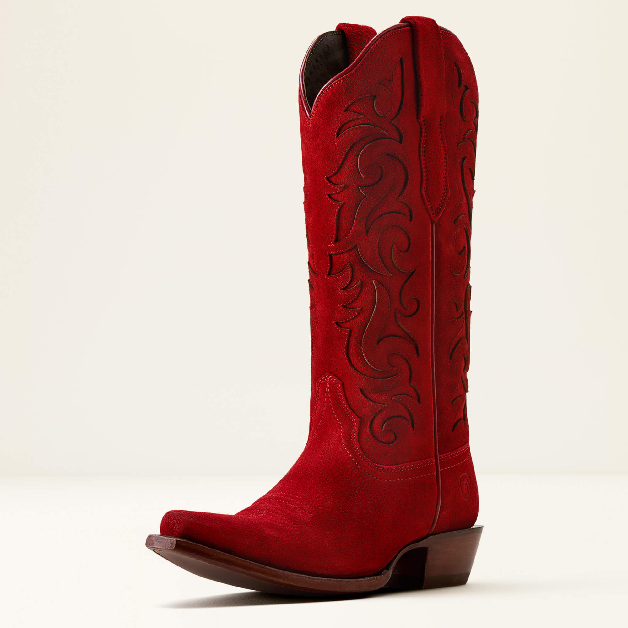 Vallie X Toe Western Boot 3-4 Front - CHERRY SUEDE