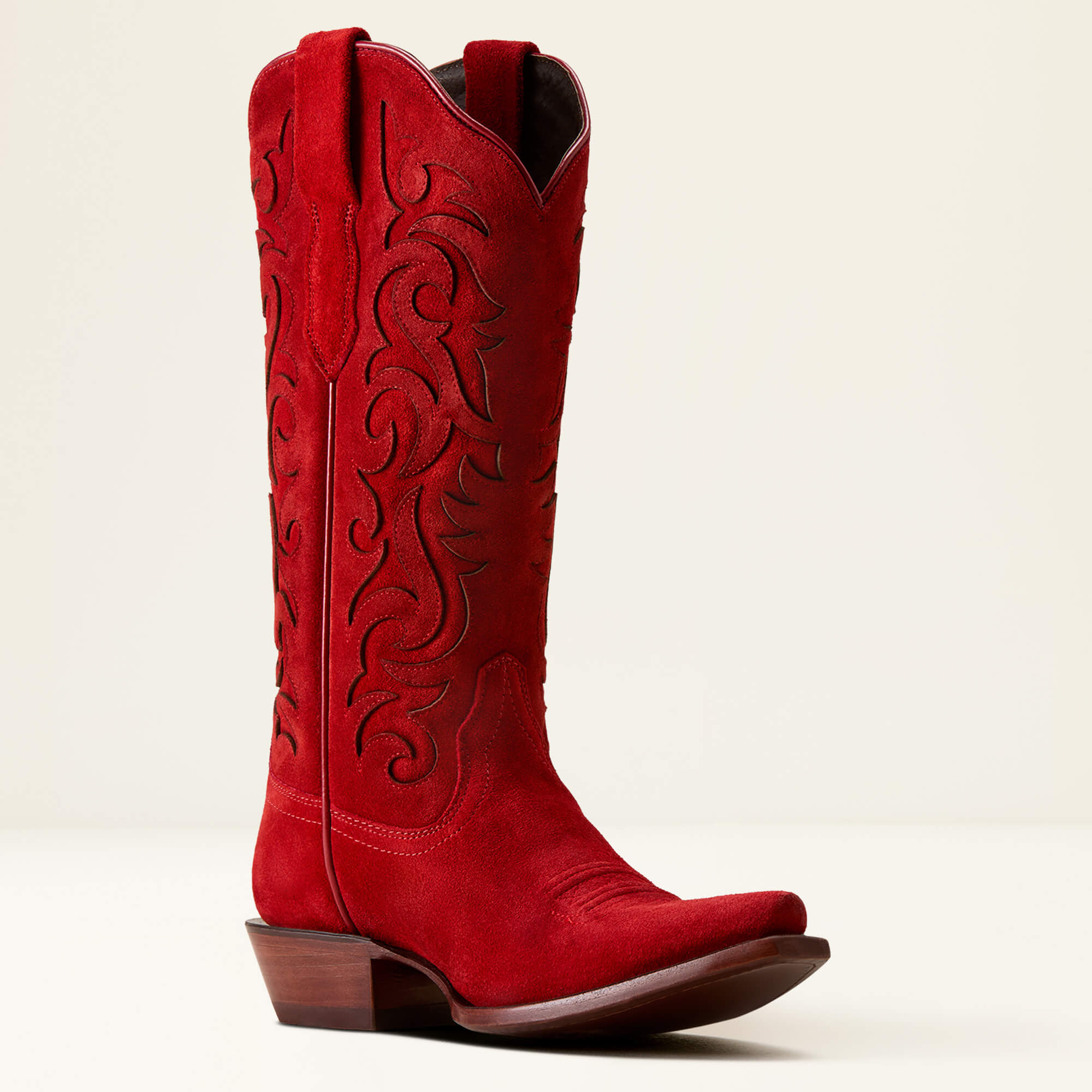 Vallie X Toe Western Boot Medial - CHERRY SUEDE