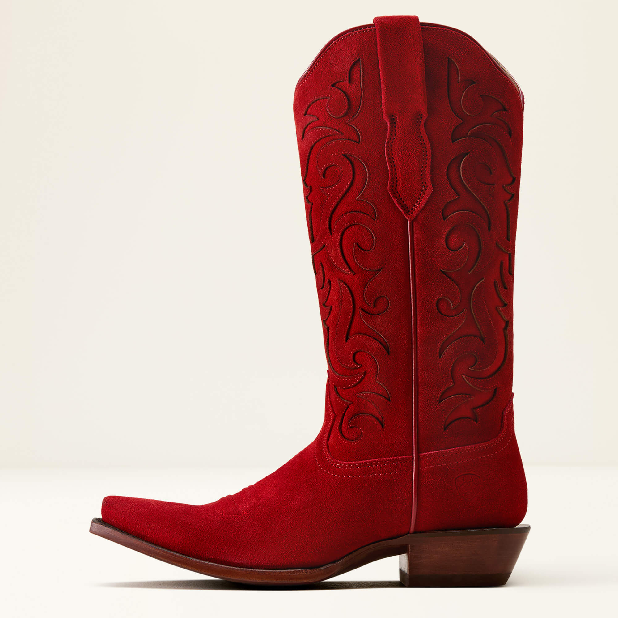 Vallie X Toe Western Boot Side - CHERRY SUEDE