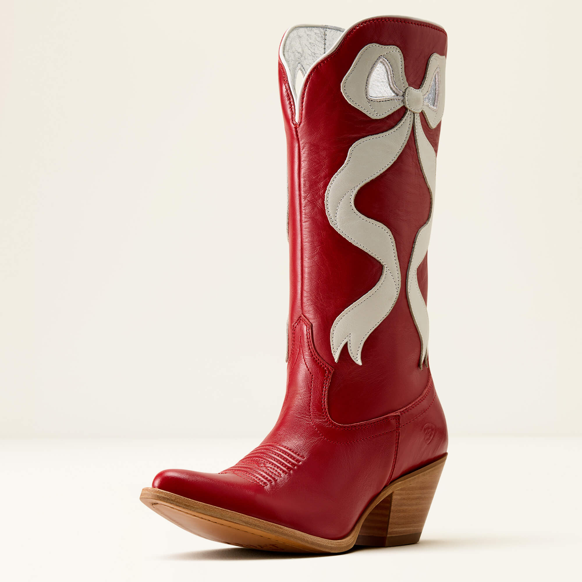 Beaux J Toe Western Boot 3-4 Front - CRIMSON RED|IVORY PEARL