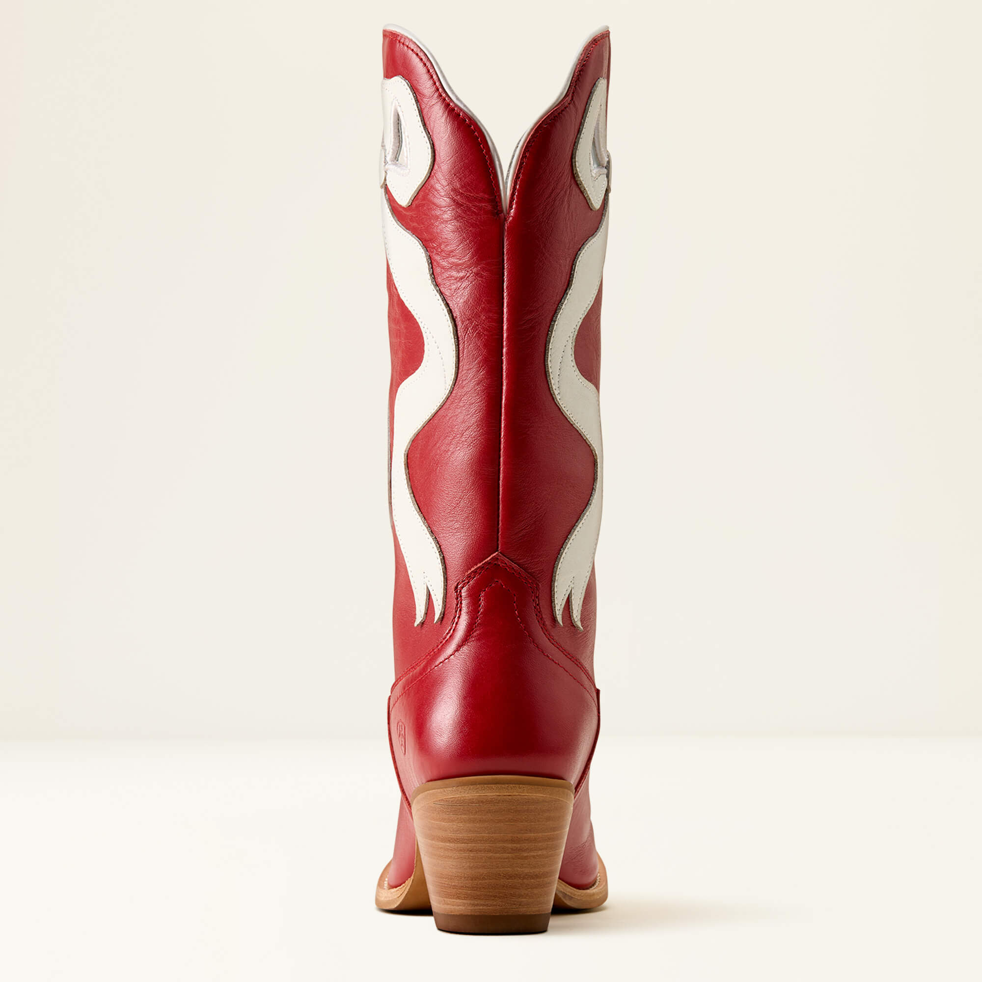 Beaux J Toe Western Boot Heel - CRIMSON RED|IVORY PEARL