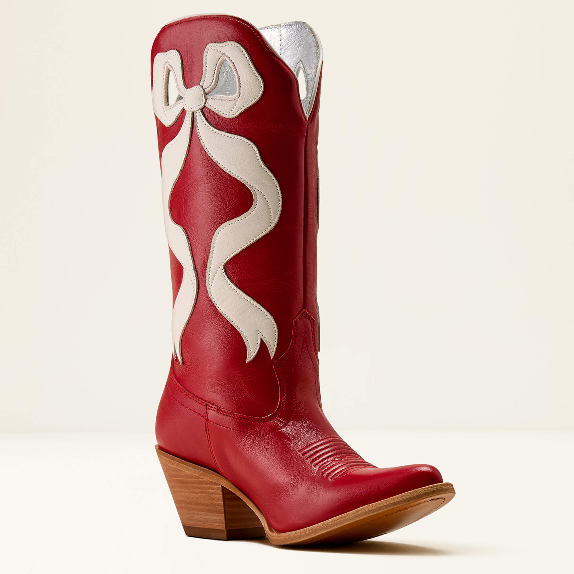 Beaux J Toe Western Boot Medial - CRIMSON RED|IVORY PEARL