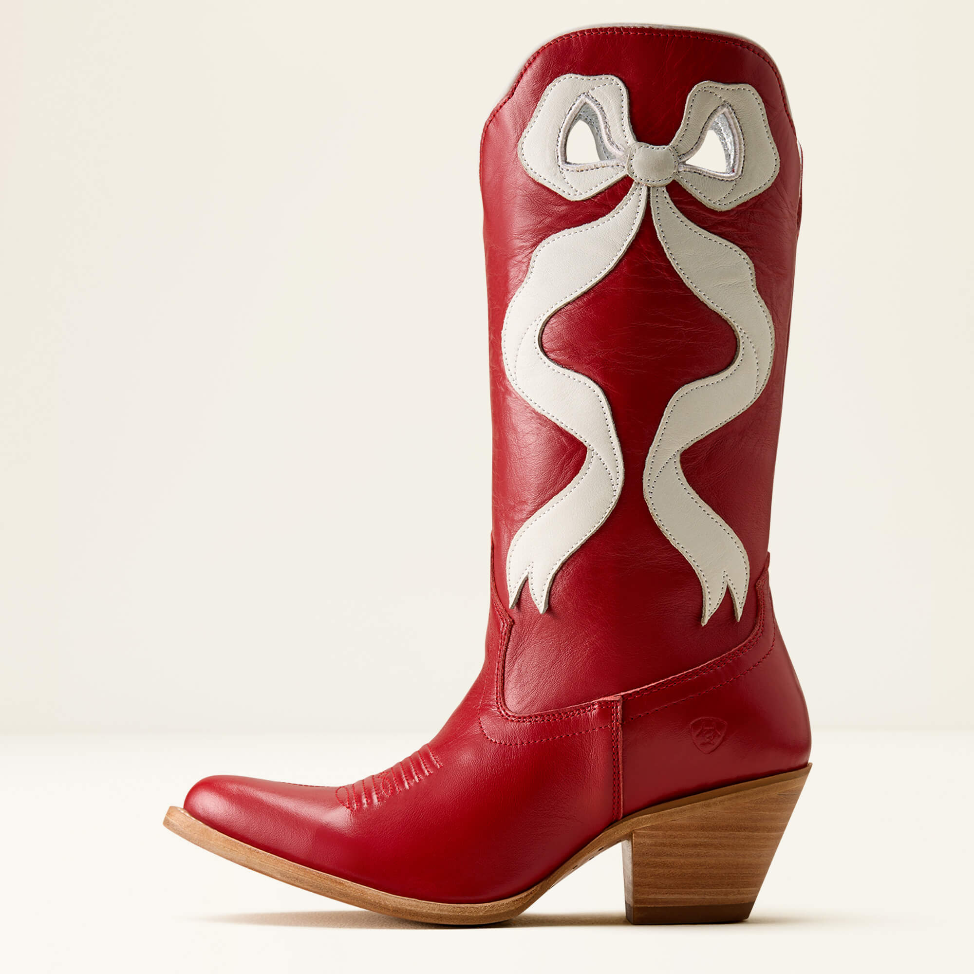 Beaux J Toe Western Boot Side - CRIMSON RED|IVORY PEARL
