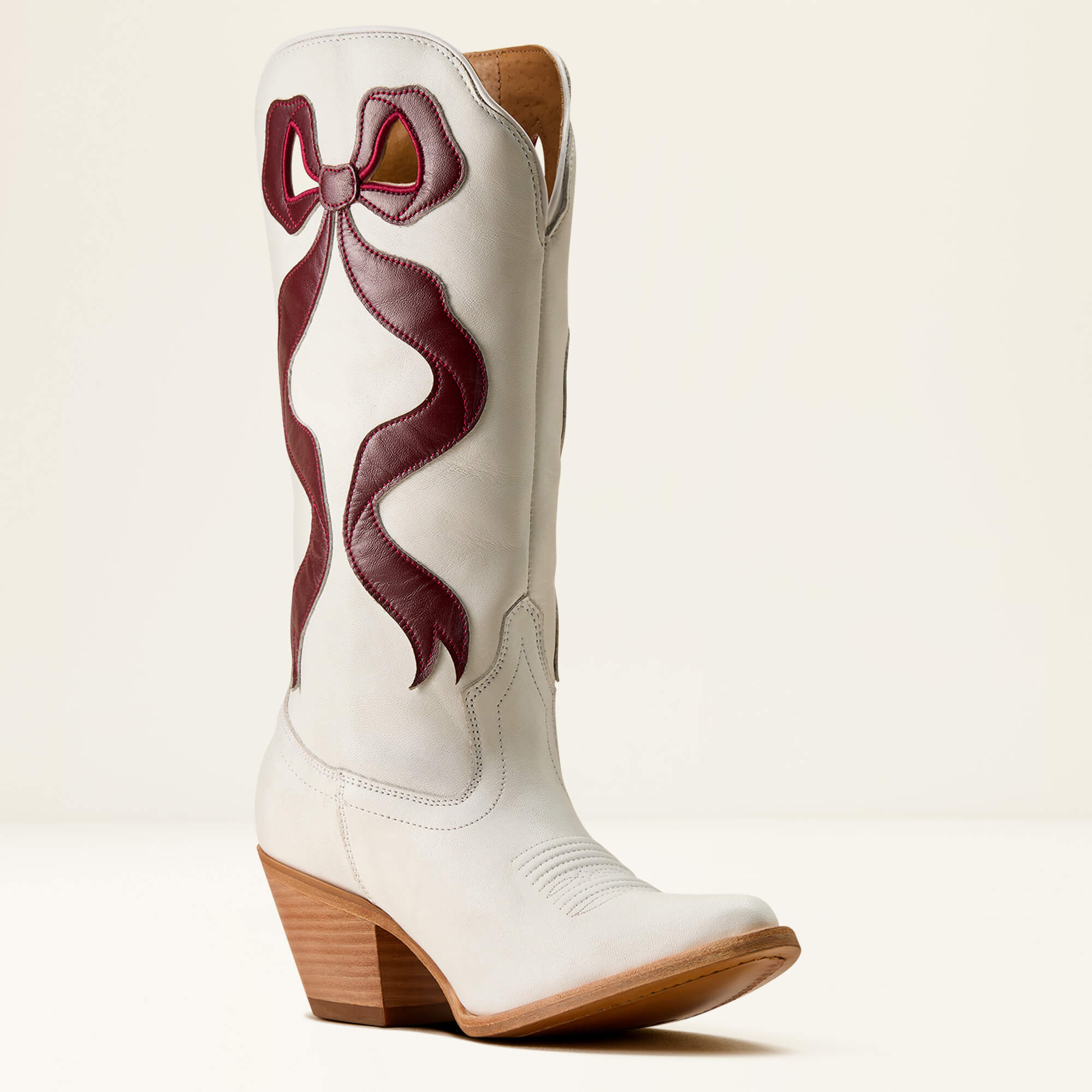 Beaux J Toe Western Boot Medial - IVORY PEARL|MAROON