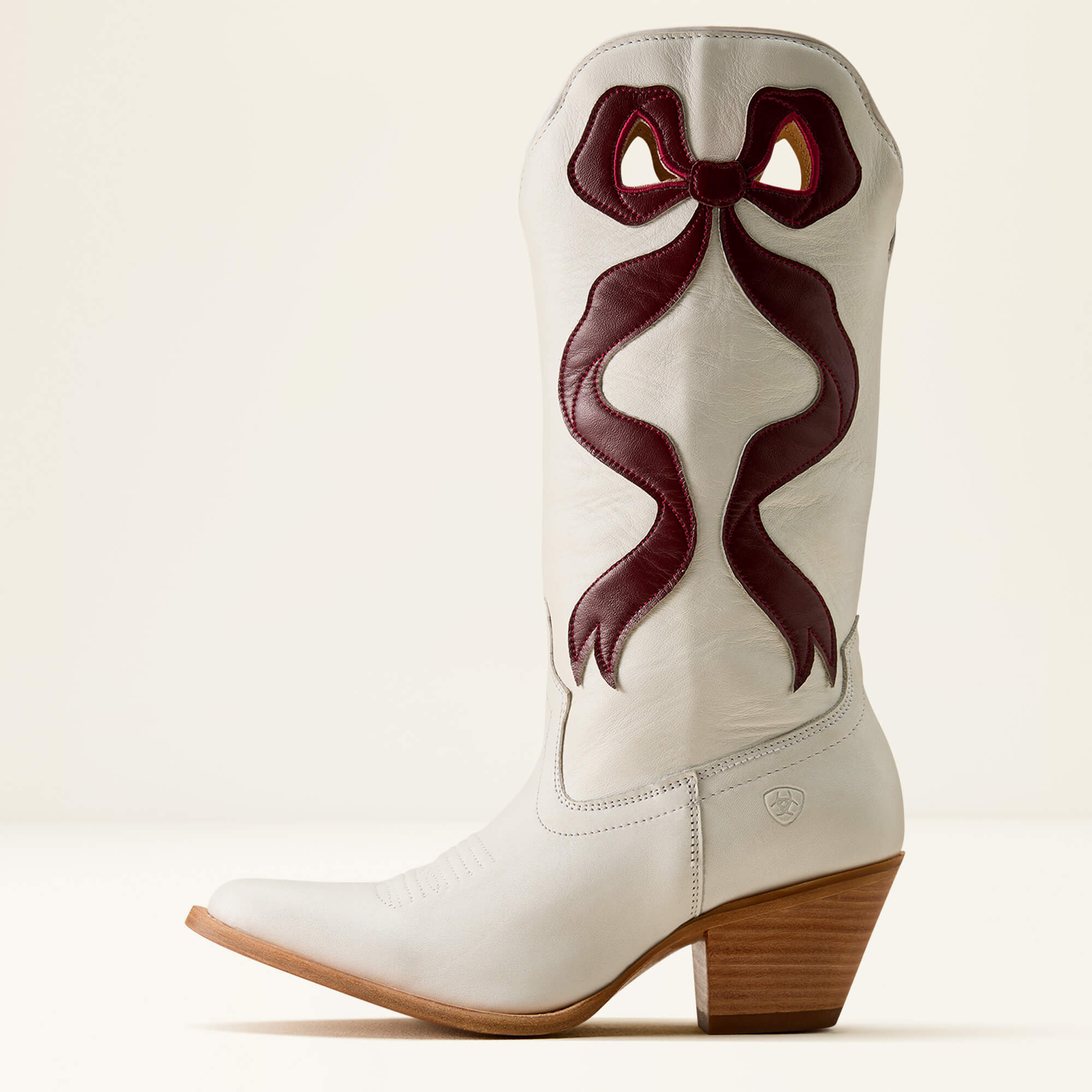 Beaux J Toe Western Boot Side - IVORY PEARL|MAROON