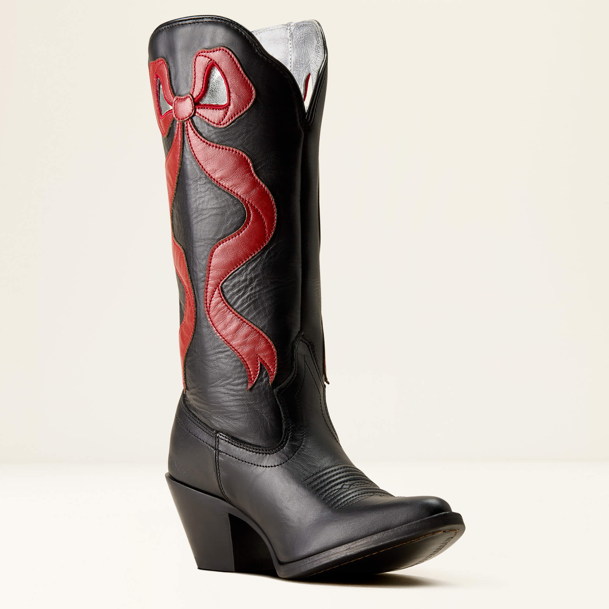 Beaux J Toe Western Boot Medial - INKWELL BLACK|GARNET RED