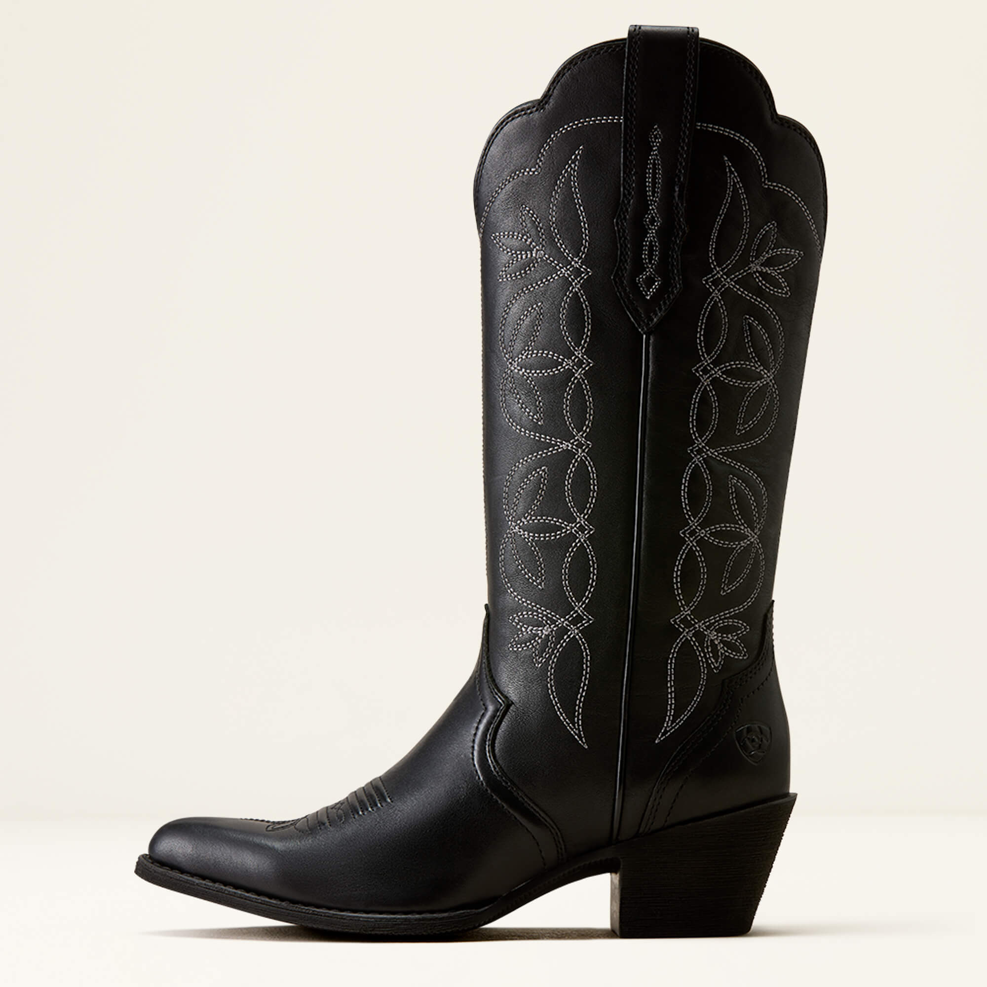 Heritage Blossom J Toe Western Boot Side - SUPPLE BLACK