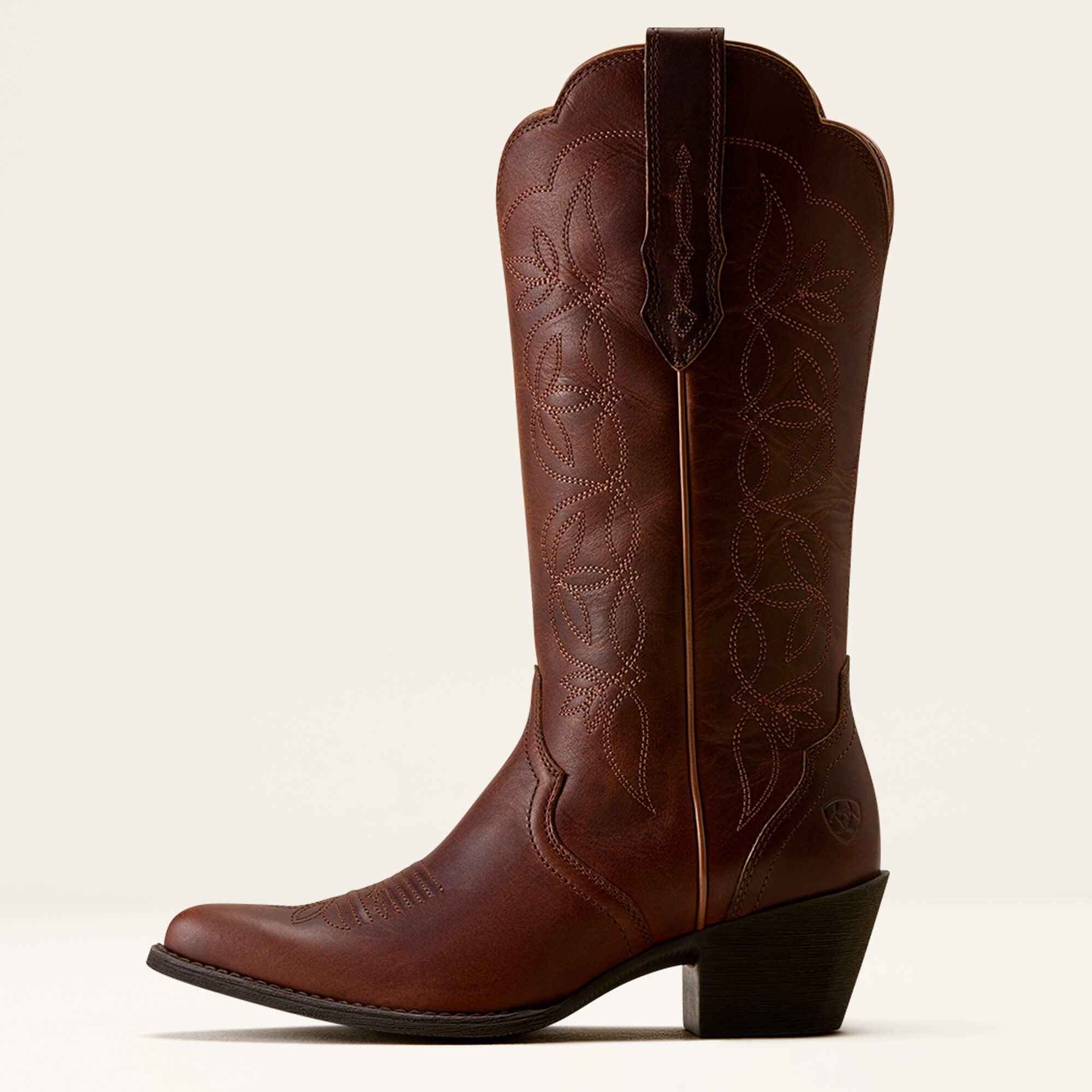 Heritage Blossom J Toe Western Boot Side - VINTAGE CARAMEL