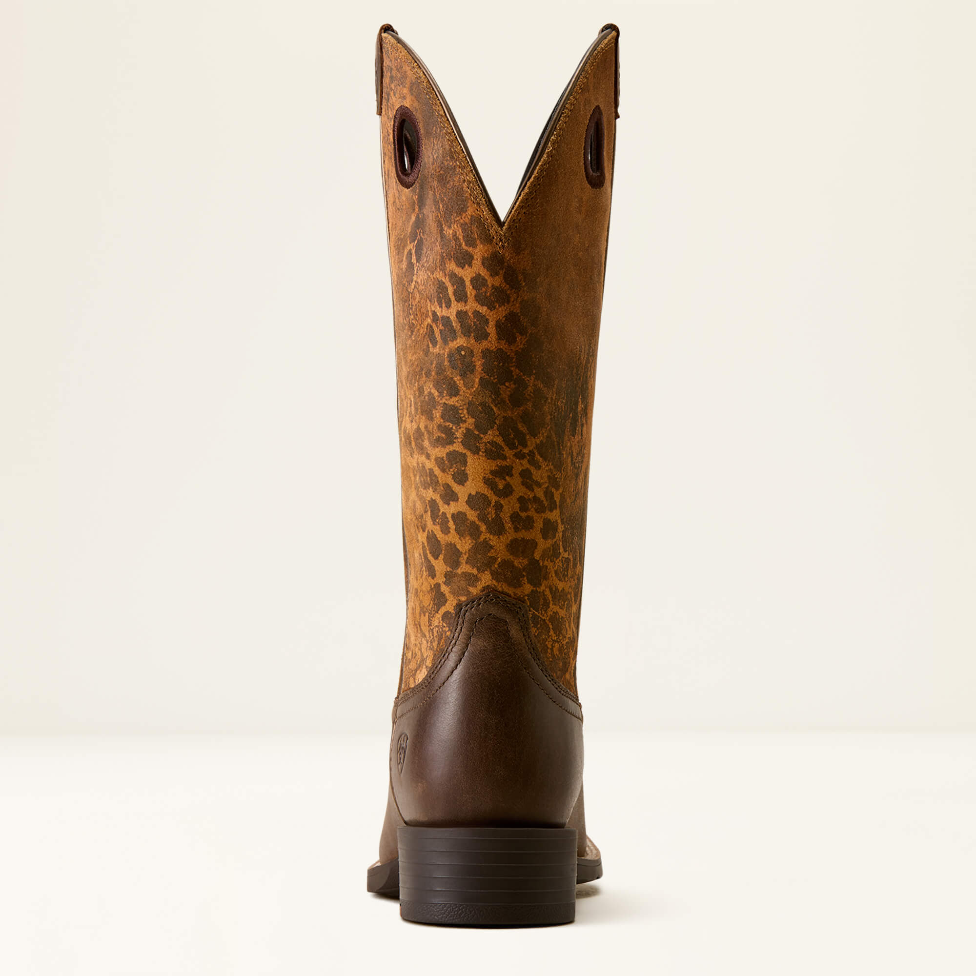 Round Up Ryder Wide Square Toe Western Boot Heel - DARK CACAO|DISTRESSED LEOPARD