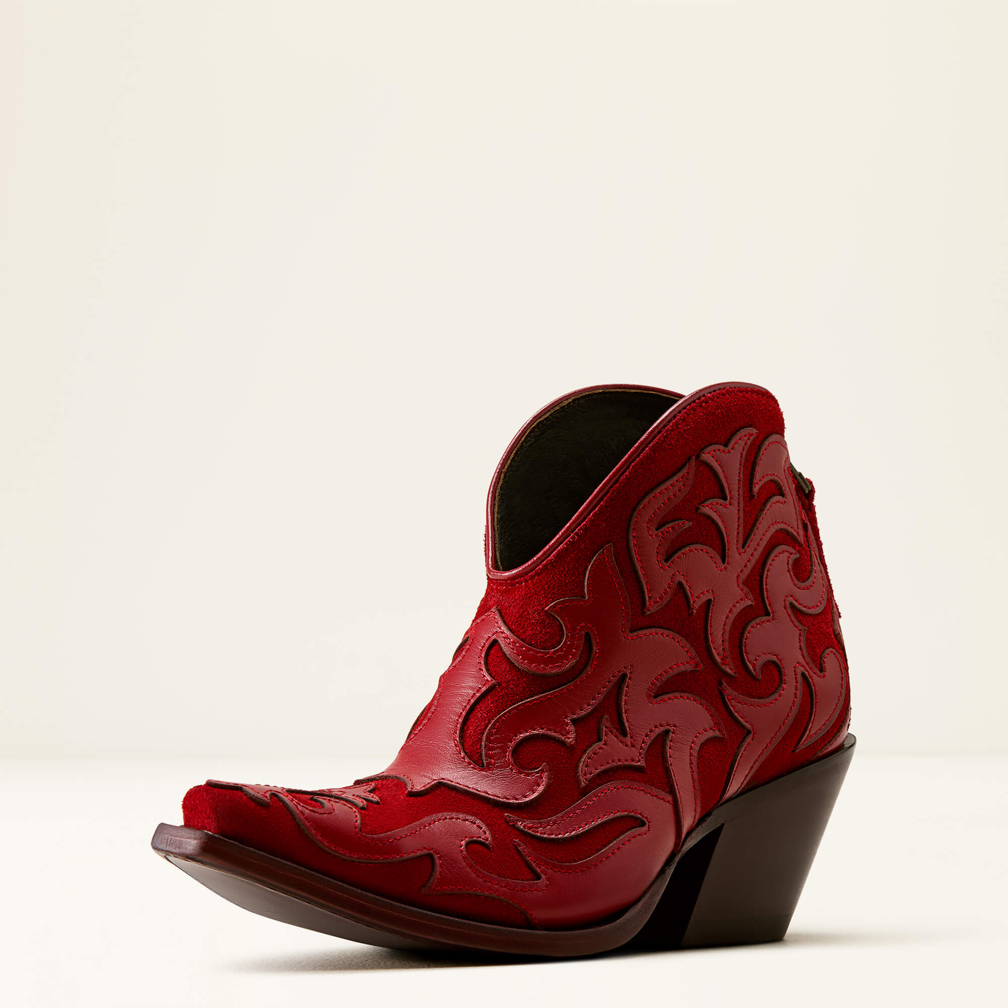 Roux X Toe Western Boot 3-4 Front - CHERRY SUEDE|CHERRY HEAT