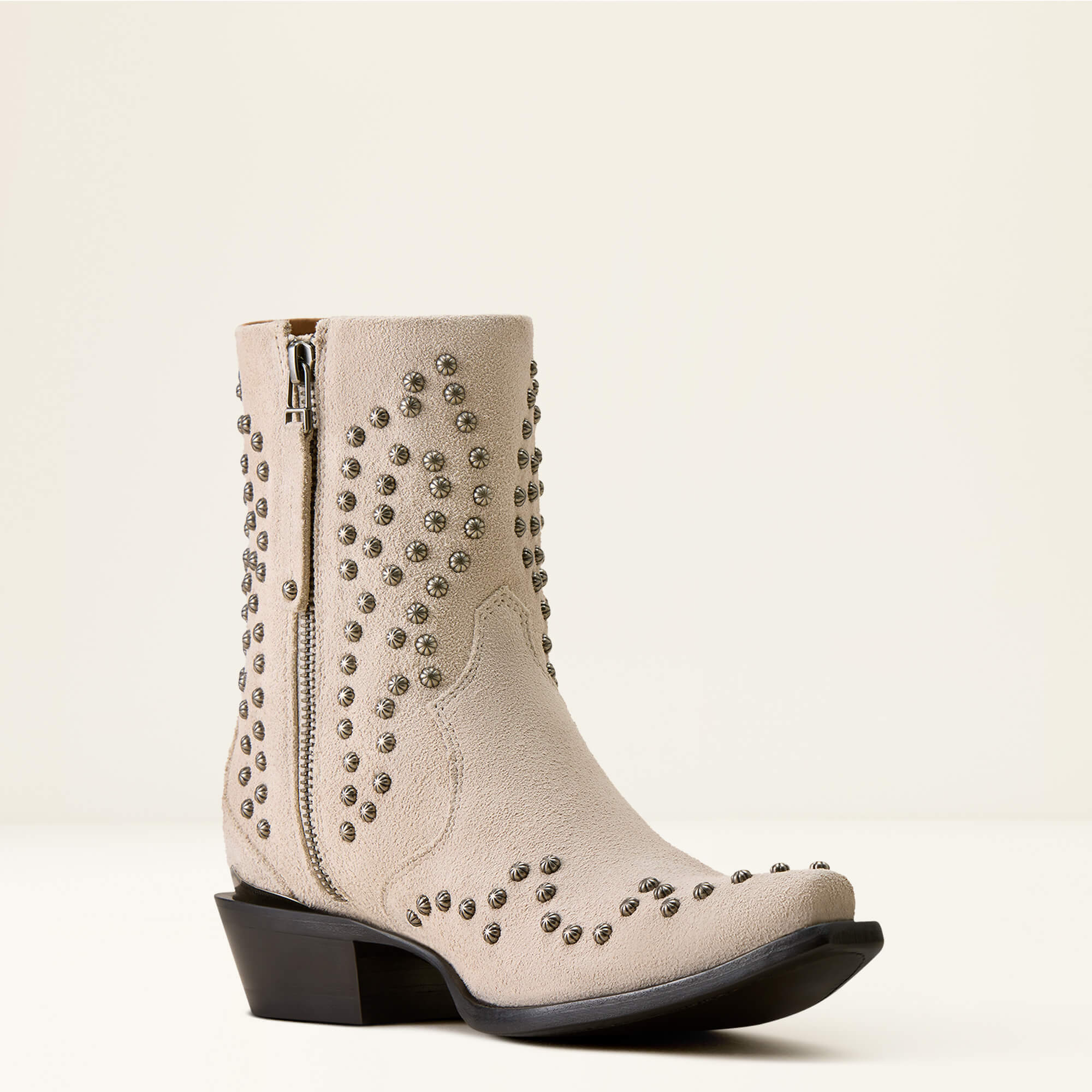 Siren X Toe Western Boot Medial - CLOUD WHITE SUEDE