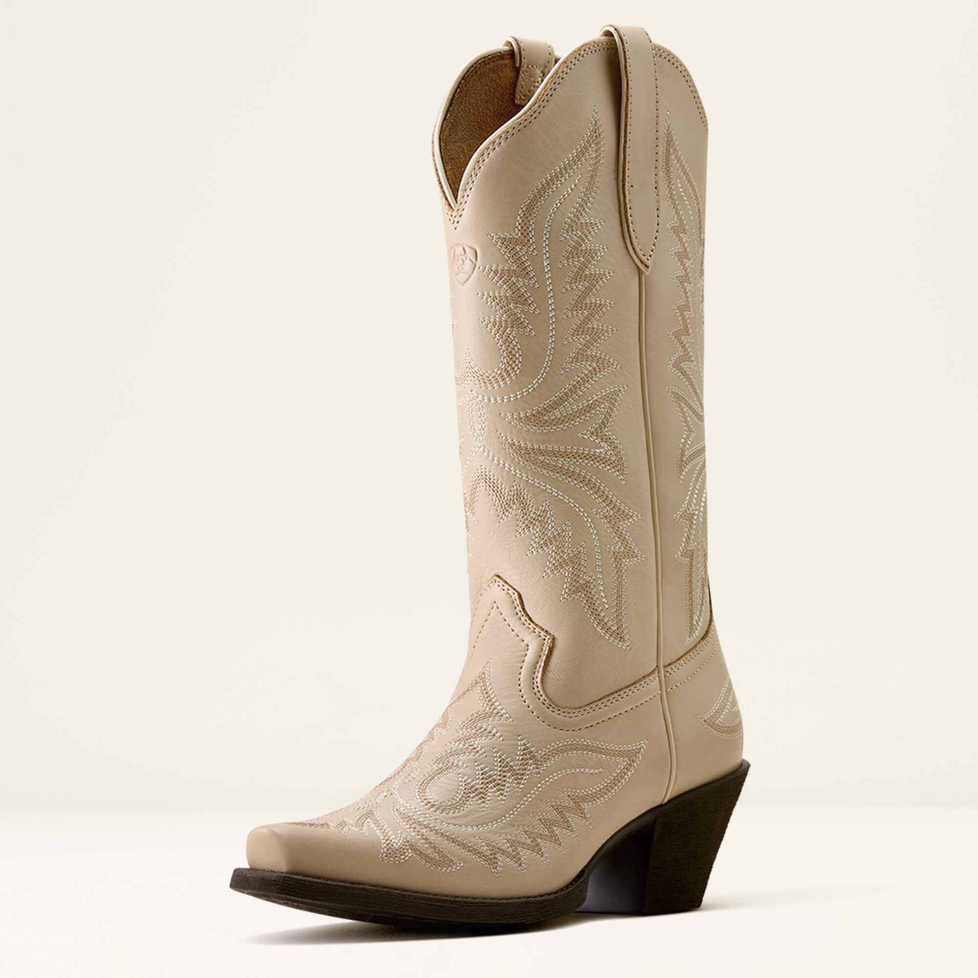 Round Up Collins D Toe Western Boot 3-4 Front - BUTTERCREAM