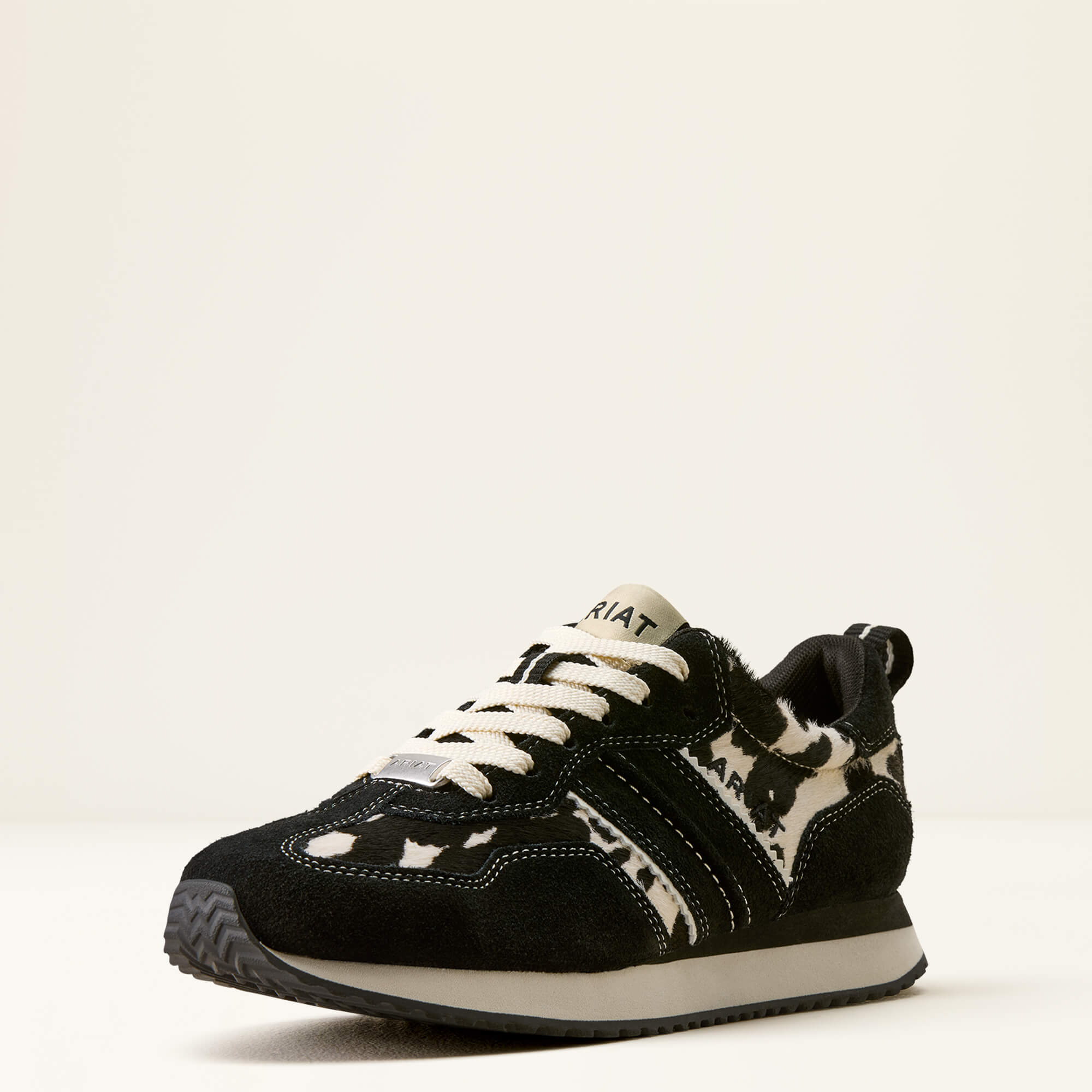 Ranch Runner Shoe 3-4 Front - BLACK SUEDE|BLACK AND WHITE HAIR ON