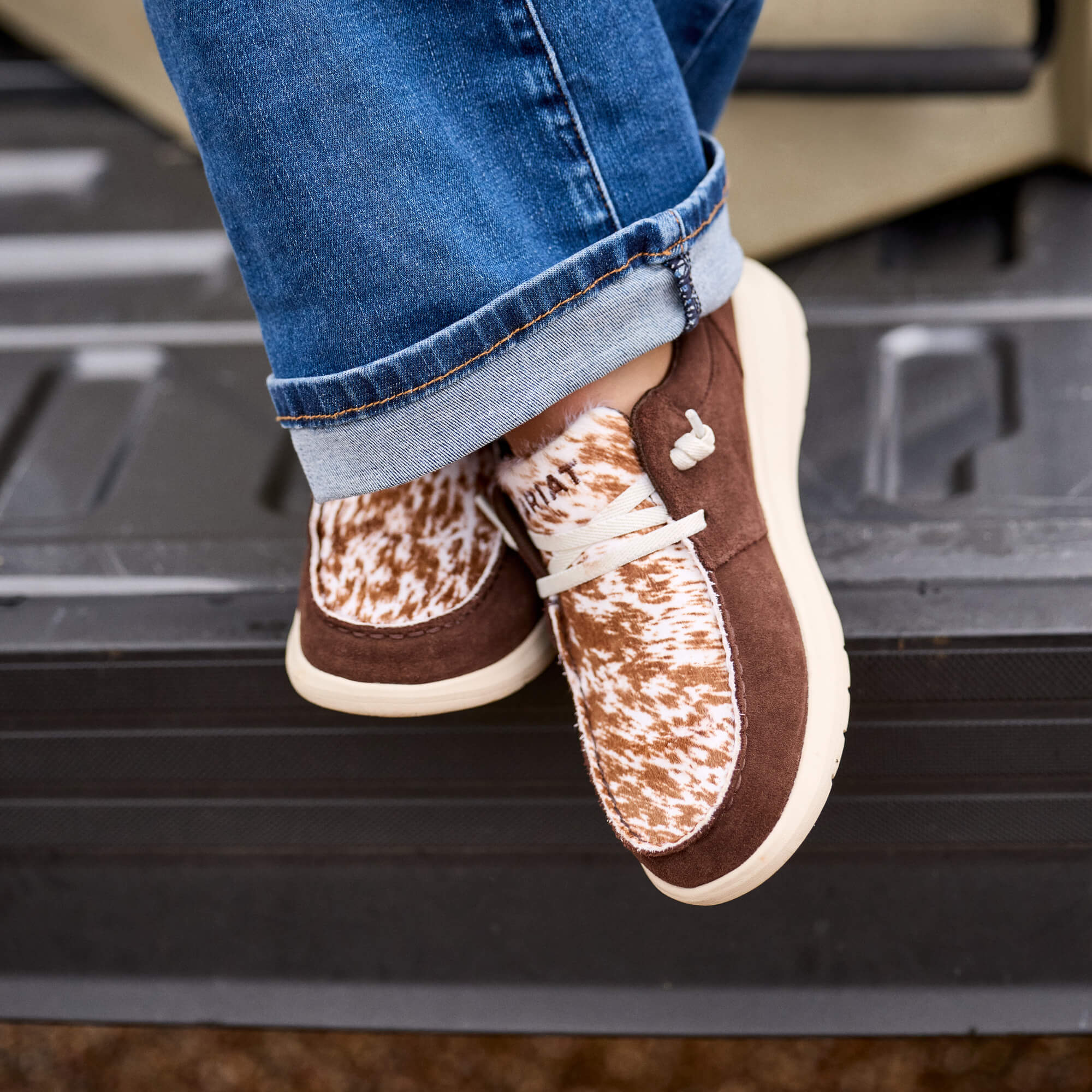 Hilo Shoe Lifestyle - COFFEE BEAN SUEDE|SPECKLED COW PRINT