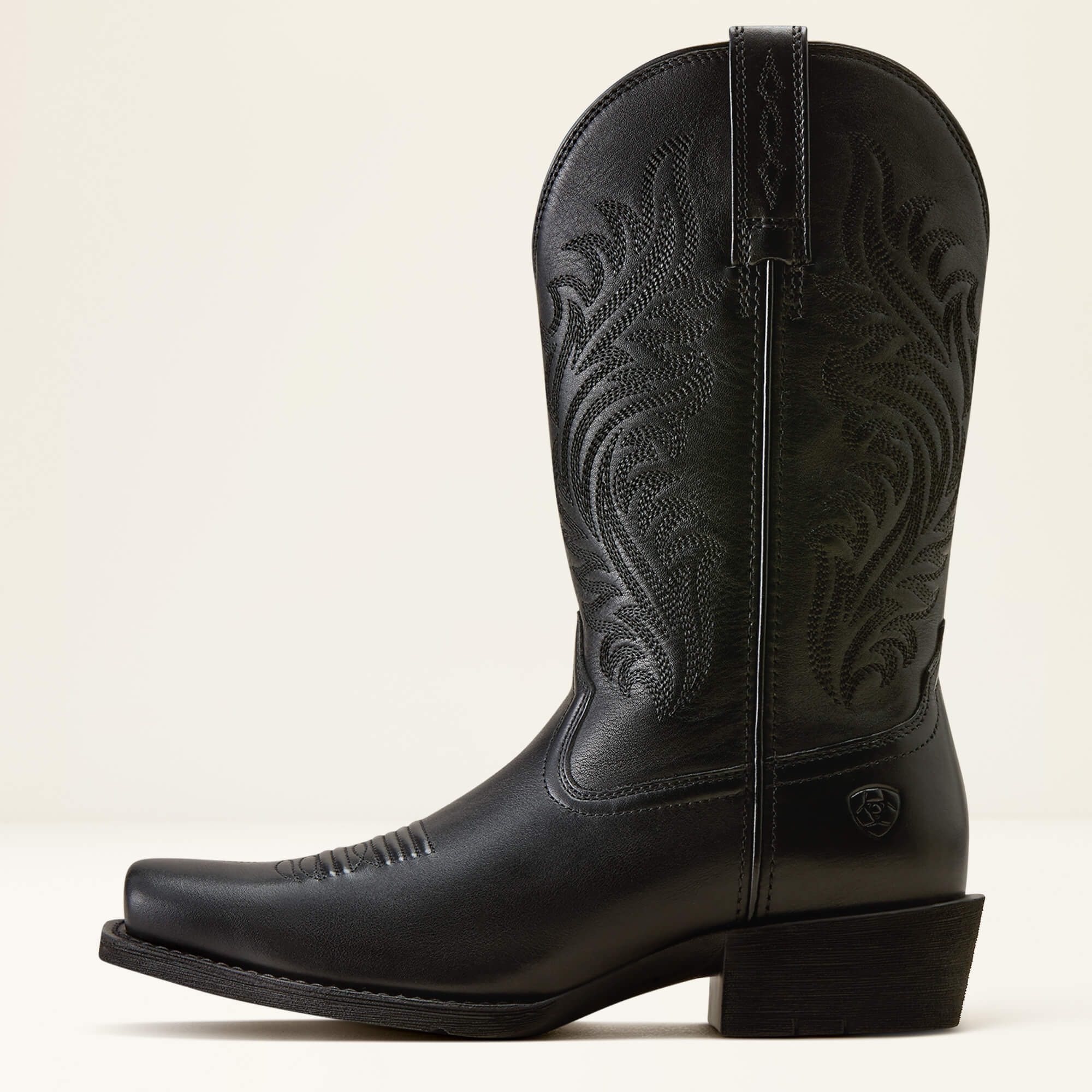 Round Up Narrow Cutter Toe Western Boot Side - SUPPLE BLACK