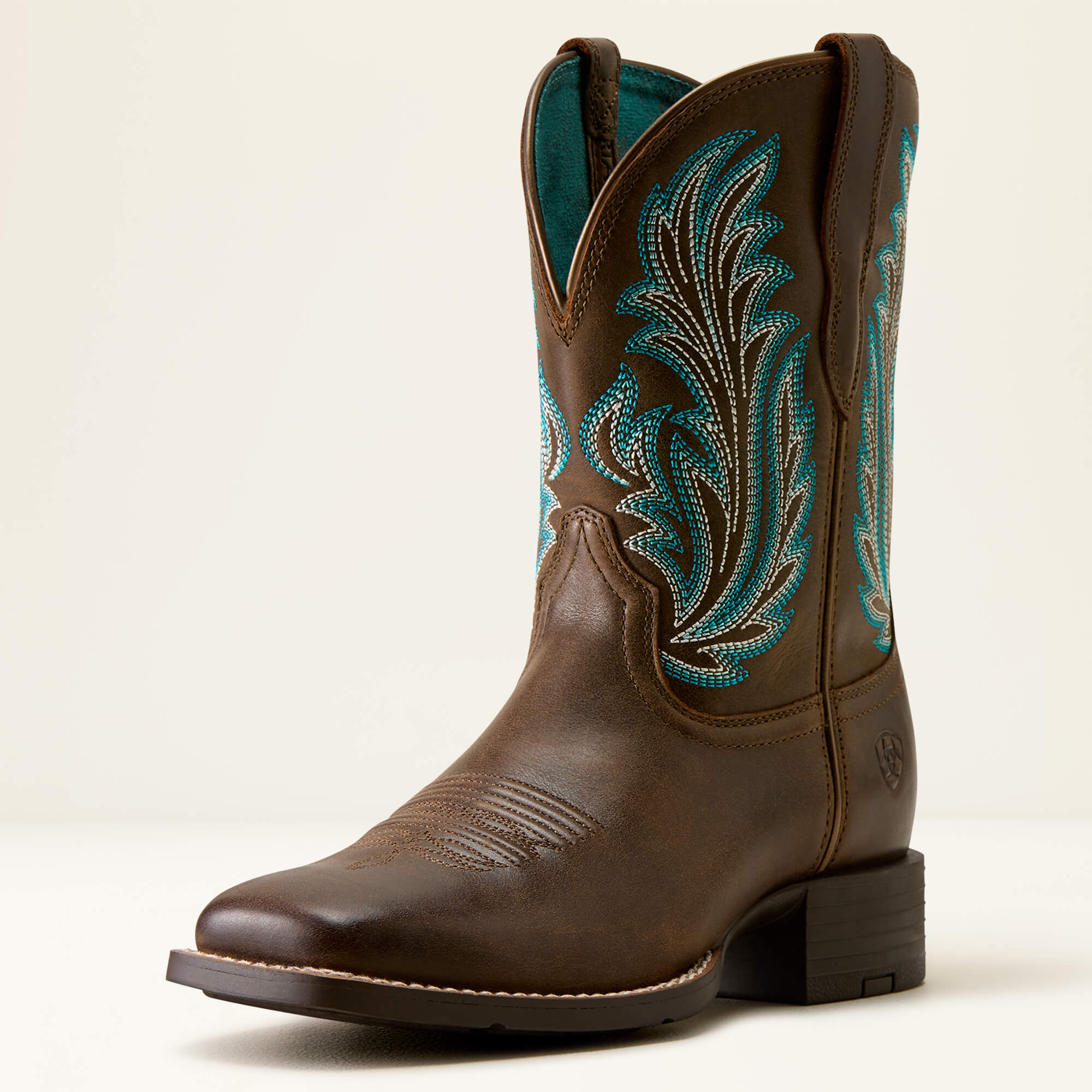 Round Up Filly Wide Square Toe Western Boot 3-4 Front - DARK CACAO