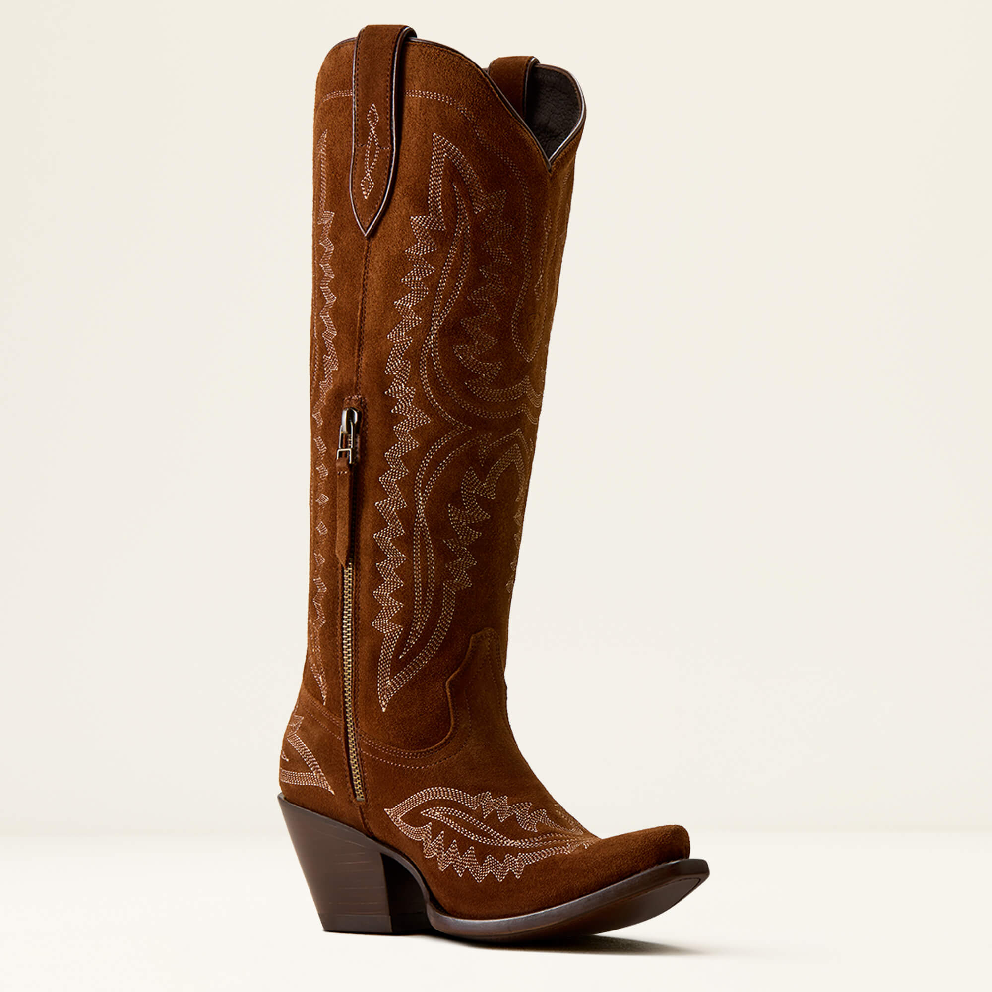 Casanova X Toe Western Boot Medial - OILED TAN SUEDE