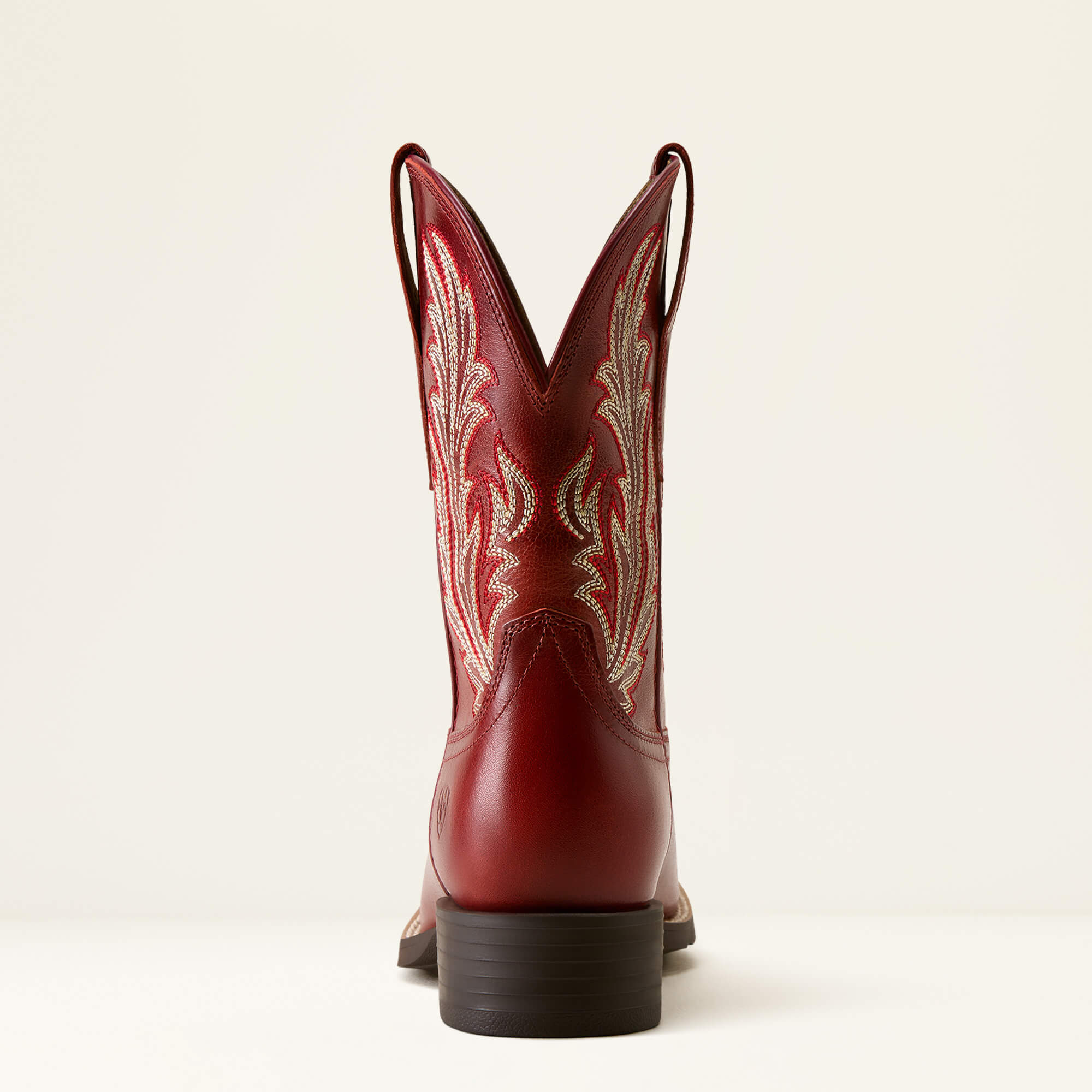 Round Up Filly Wide Square Toe Western Boot Heel - FLAME RED