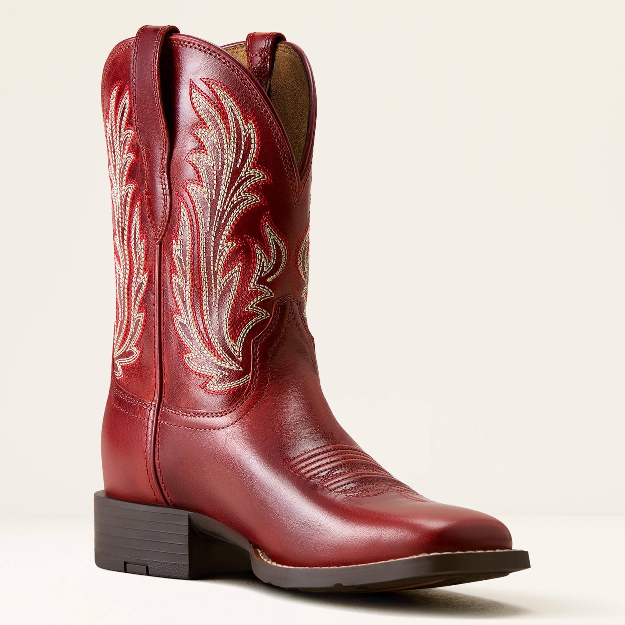 Round Up Filly Wide Square Toe Western Boot Medial - FLAME RED