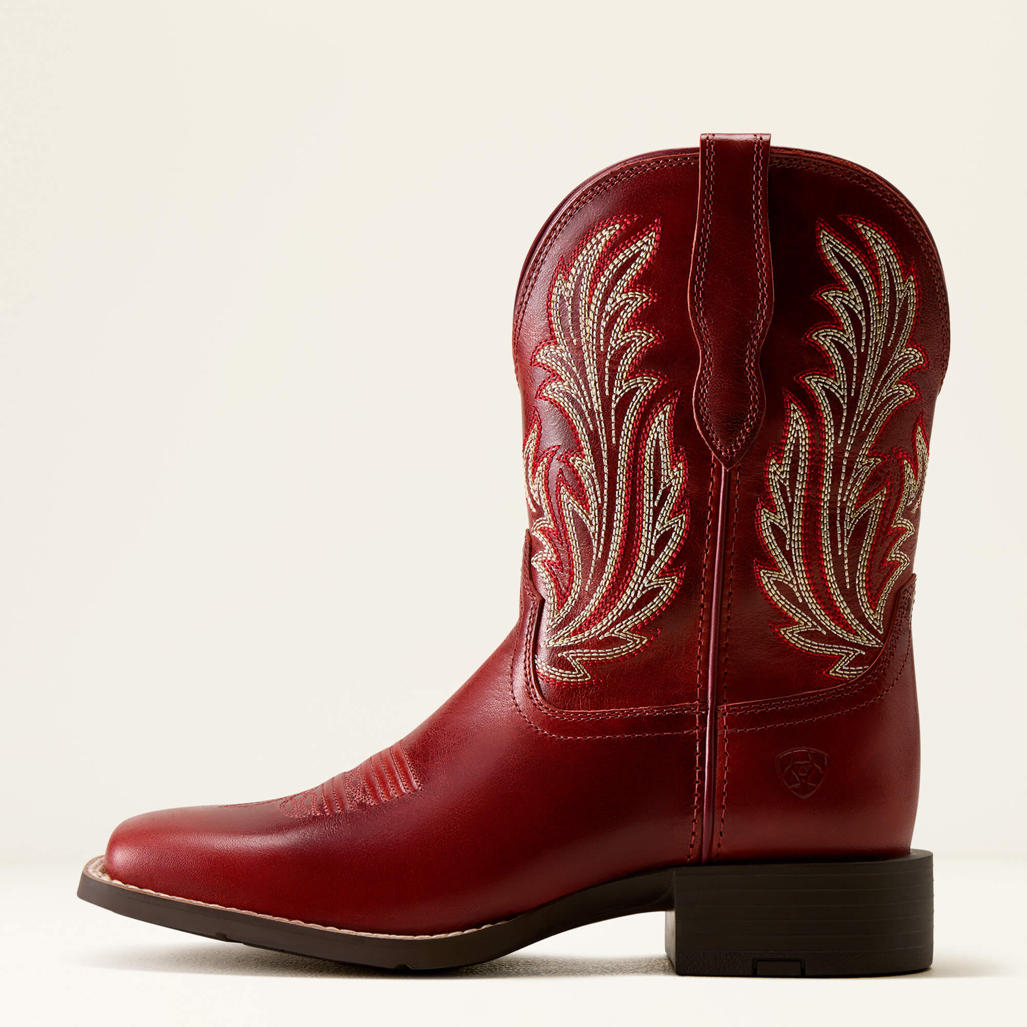 Round Up Filly Wide Square Toe Western Boot Side - FLAME RED