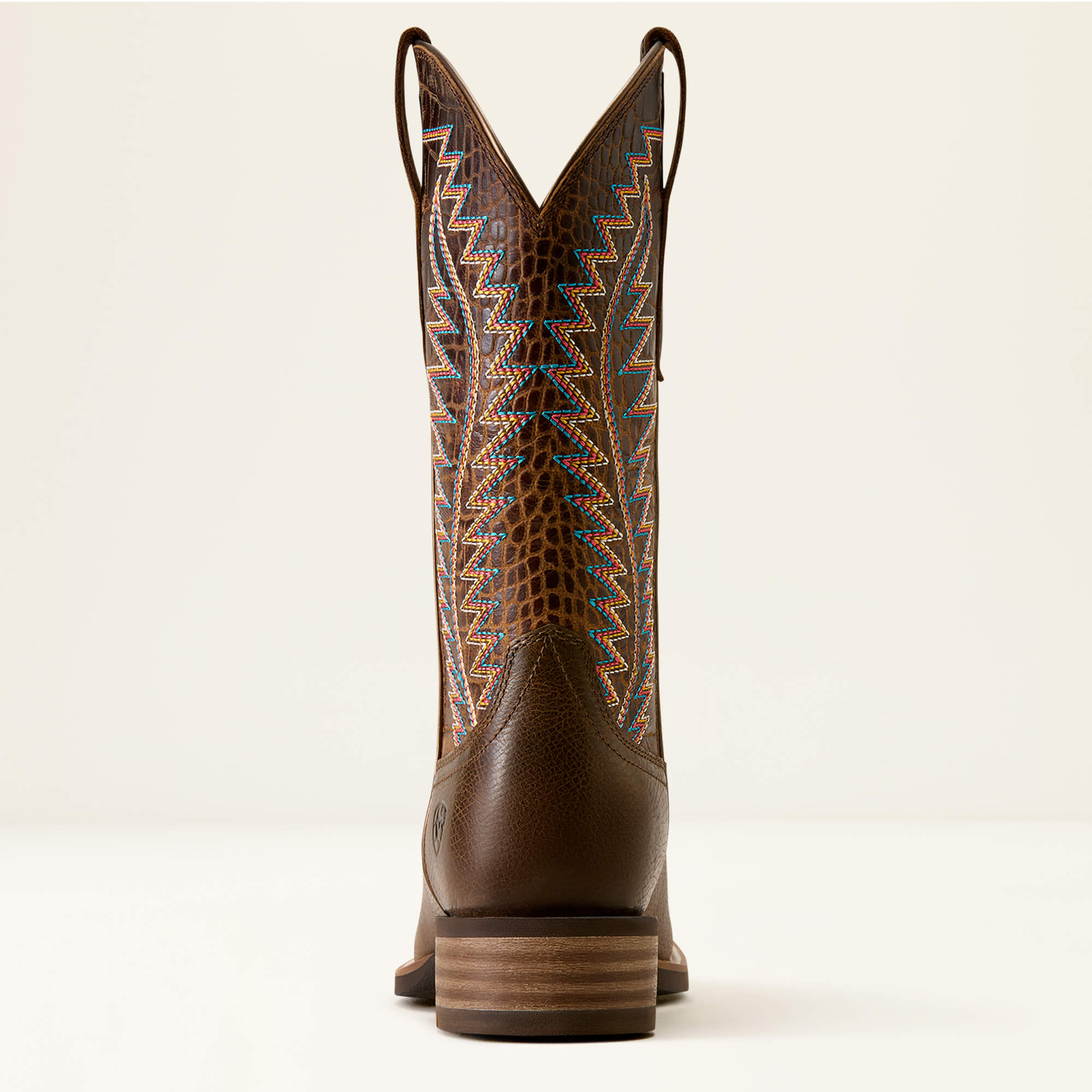 Monte Vista Wide Square Toe Western Boot Heel - WICKER|CHOCOLATE CROC PRINT