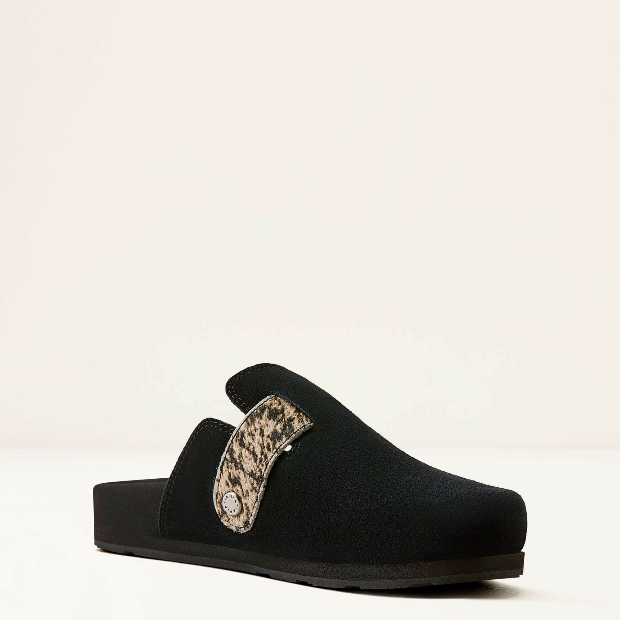 Country Mule Medial - BLACK SUEDE|BRINDLE HAIR ON