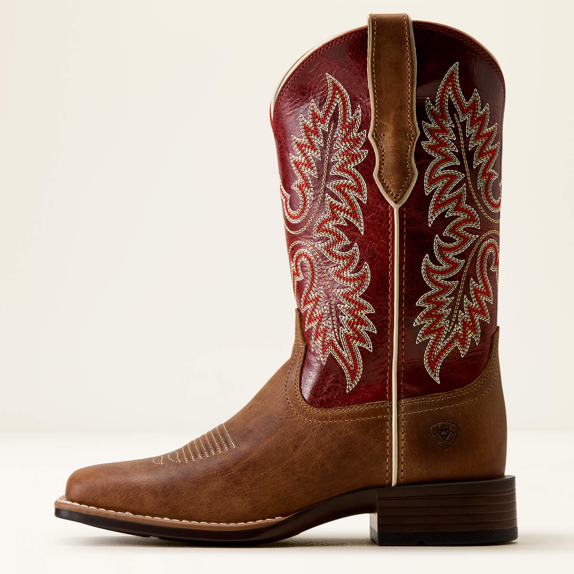 Canyon Point Wide Square Toe Western Boot Side - DESERT SAND|HEART THROB RED