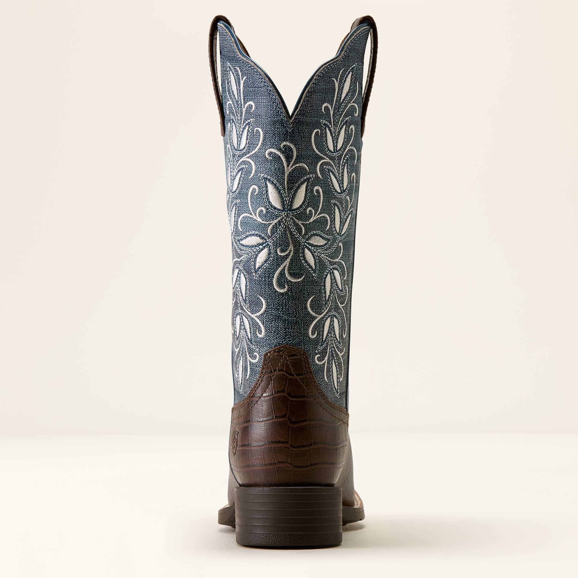 Round Up Holly Wide Square Toe Western Boot Heel - CHOCOLATE CROC PRINT|DENIM CROC PRINT