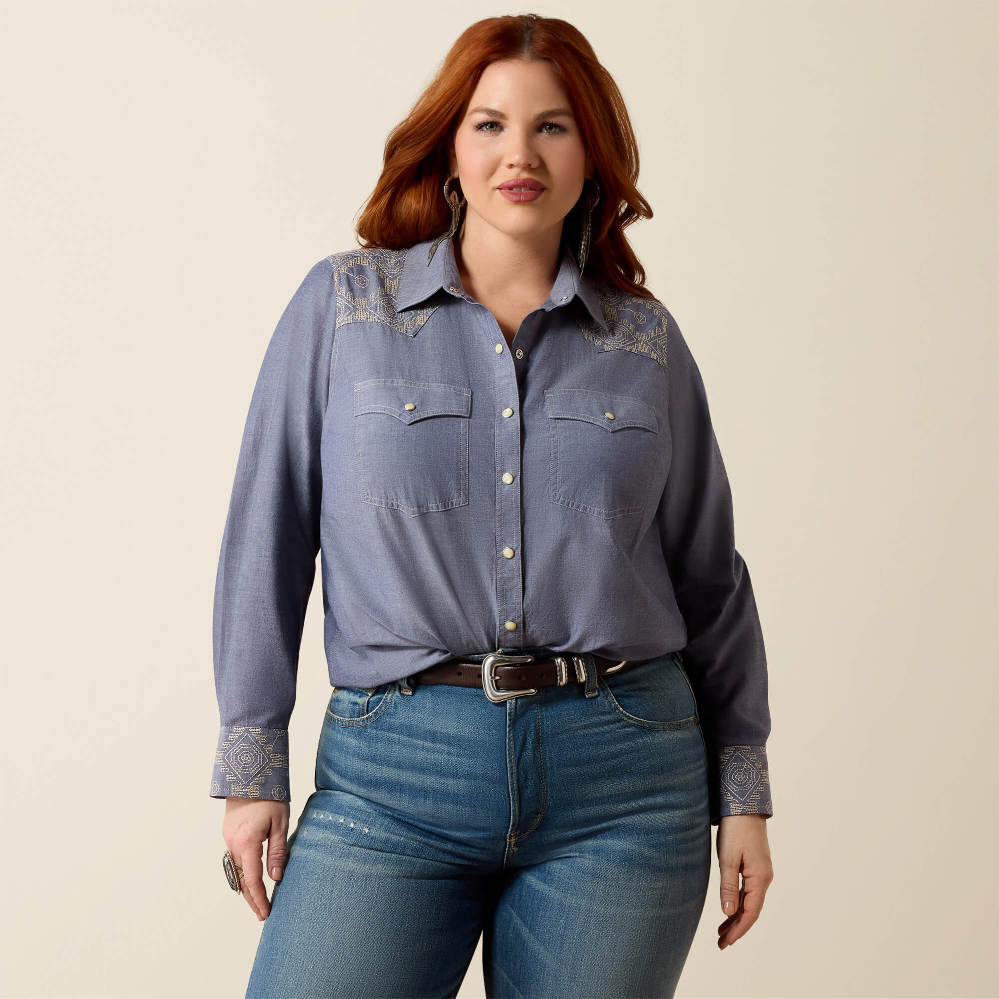 Riverstone Western Snap Shirt Front Plus - LISBON SOUTHWEST