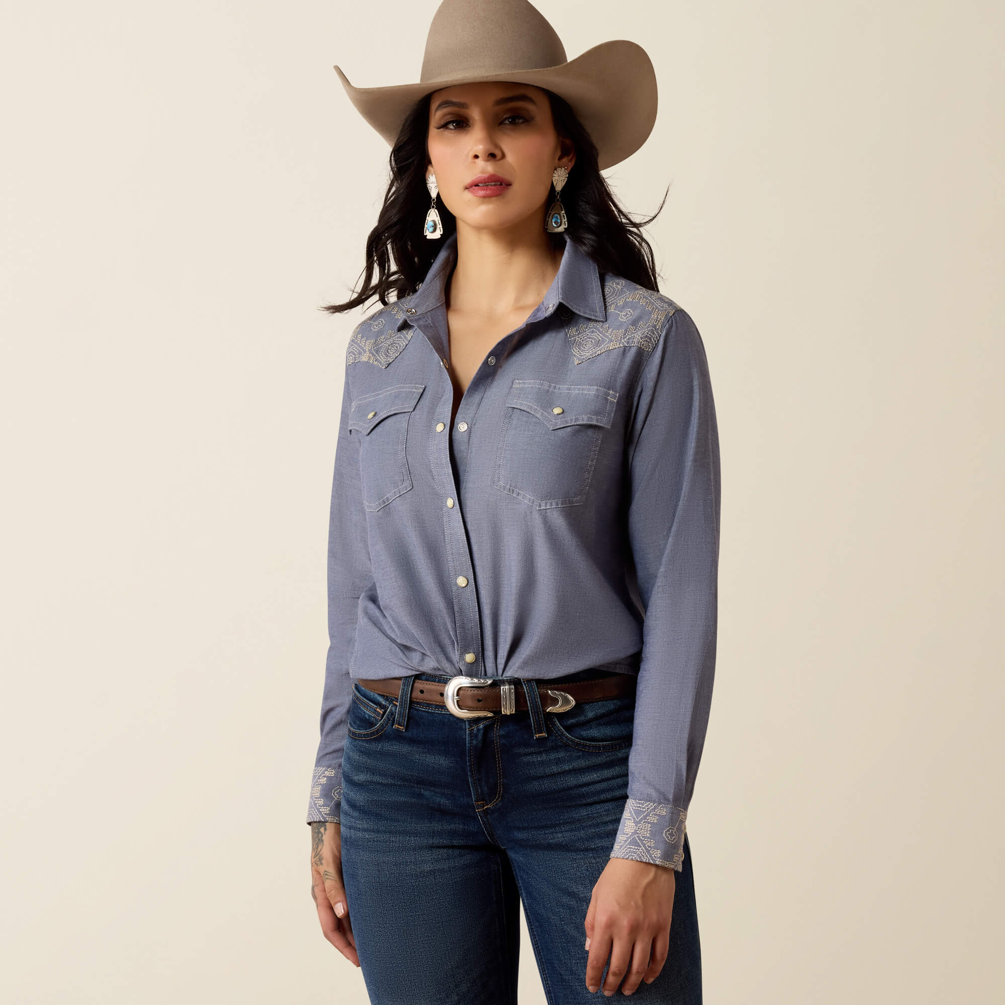 Riverstone Western Snap Shirt Front - LISBON SOUTHWEST