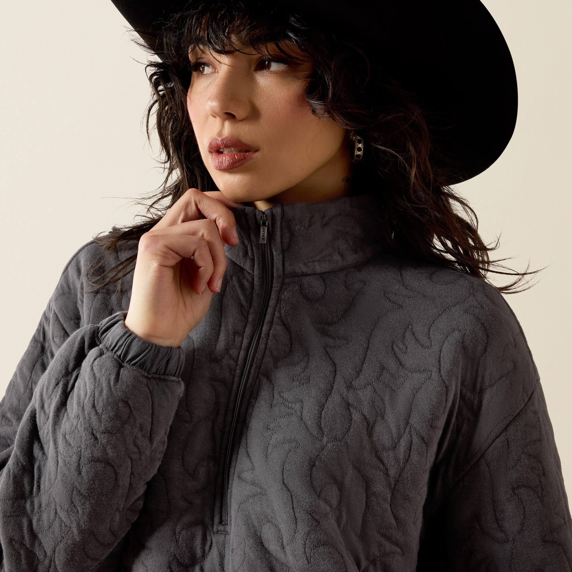 Boot Stitch 1/2 Zip Pullover 01 - GREY ACID WASH