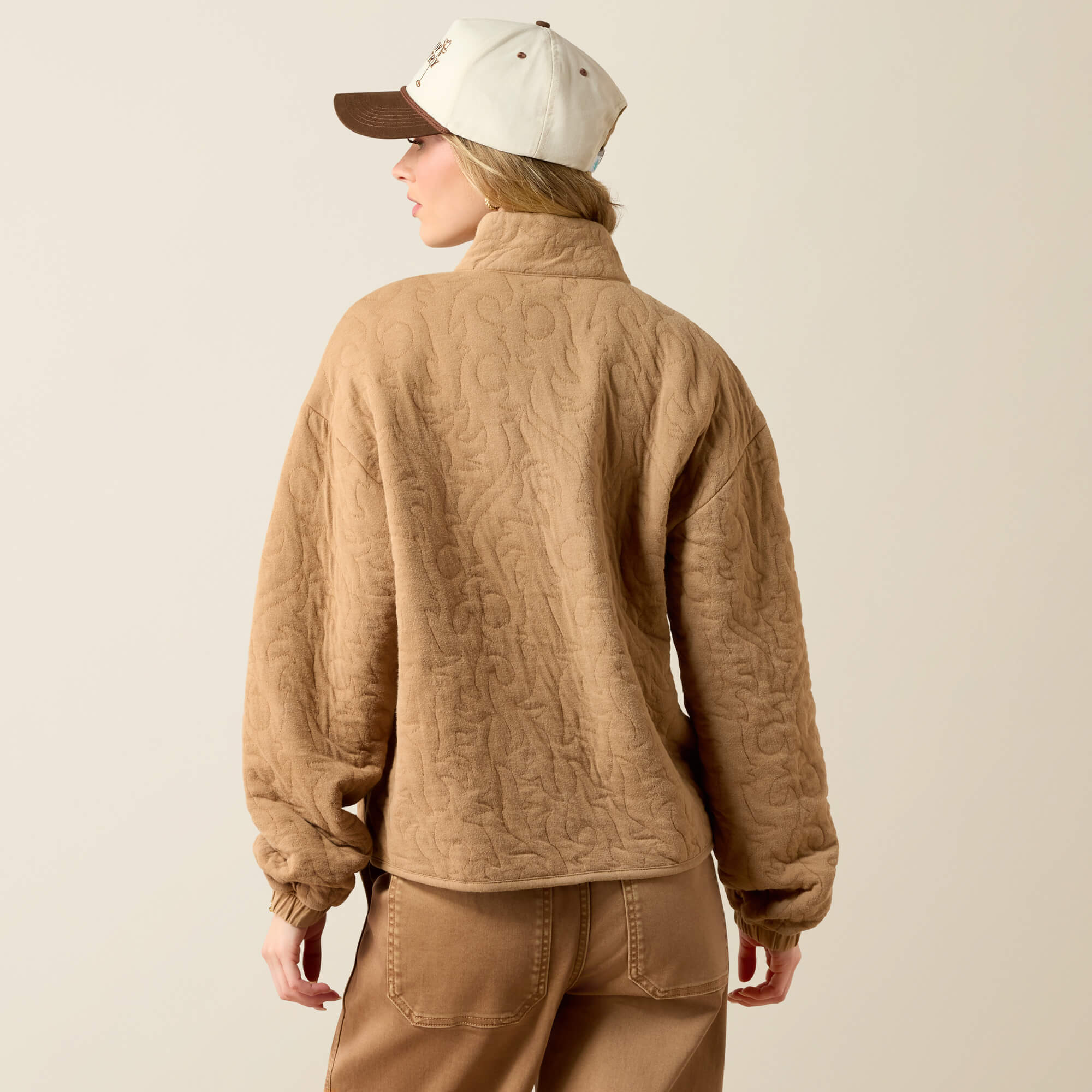 Boot Stitch 1/2 Zip Pullover Back - TIGER'S EYE